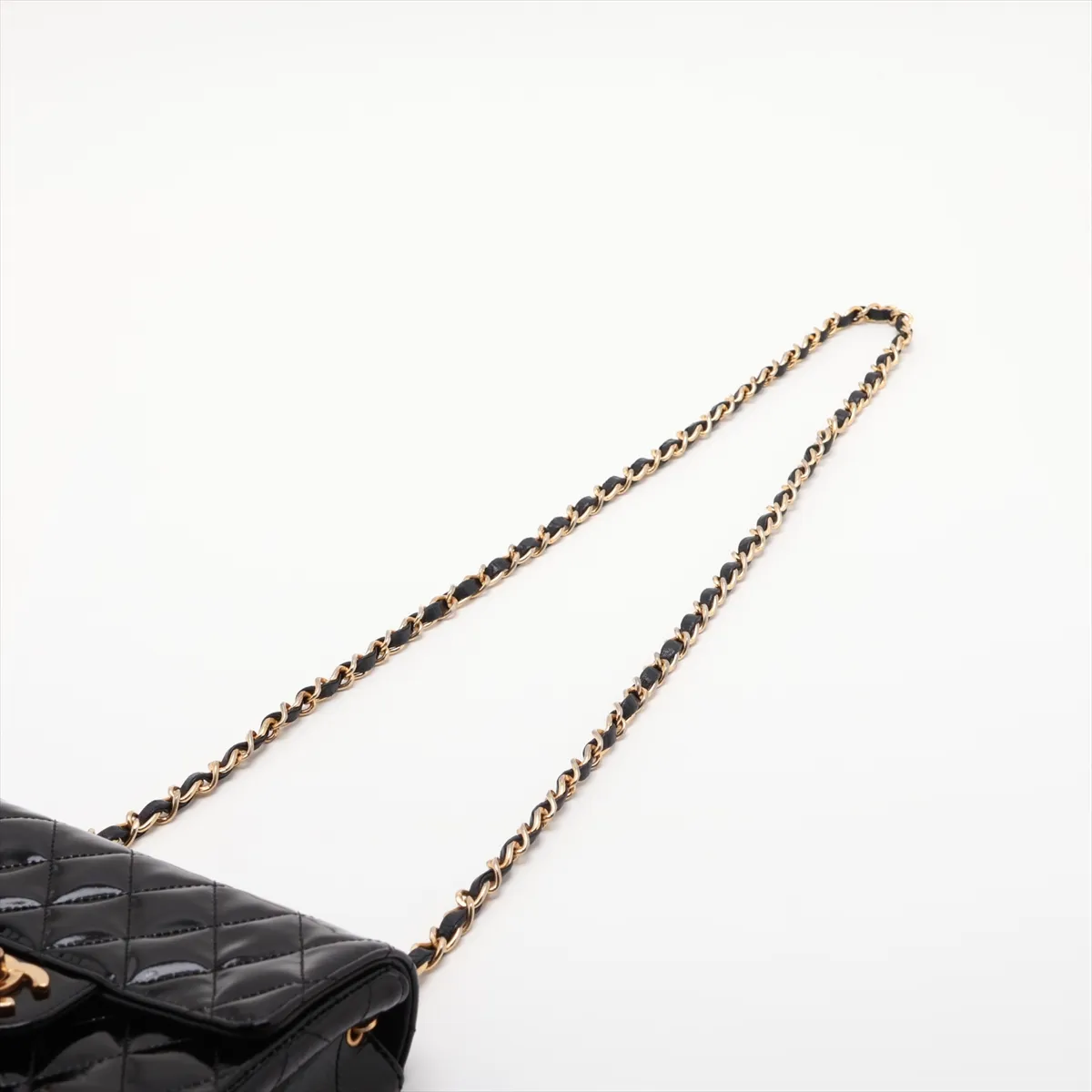 Mini Matelassé 17 Patent Leather Single Flap Single Chain Bag, Black with Gold Hardware, 1942417, Series 1, A01115 — view 5