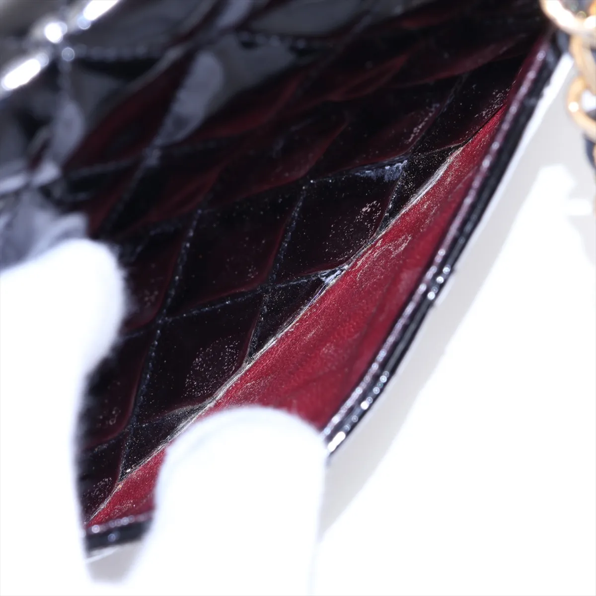 Mini Matelassé 17 Patent Leather Single Flap Single Chain Bag, Black with Gold Hardware, 1942417, Series 1, A01115 — view 9