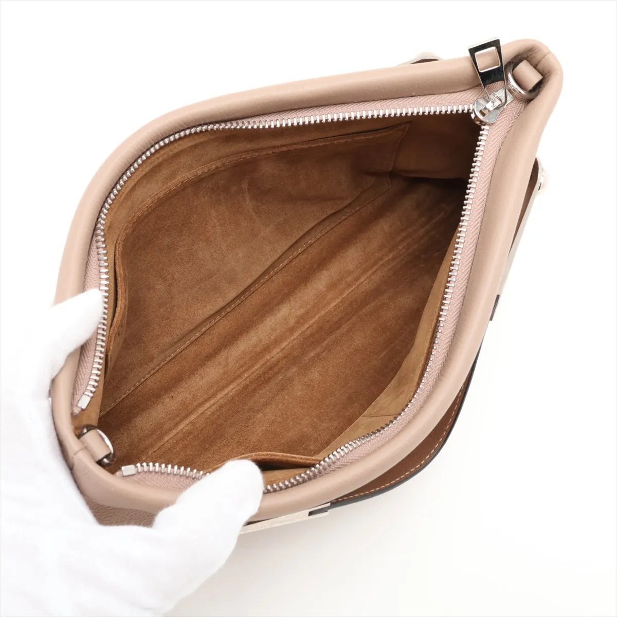 Missy Small Leather Handbag, Beige — view 7
