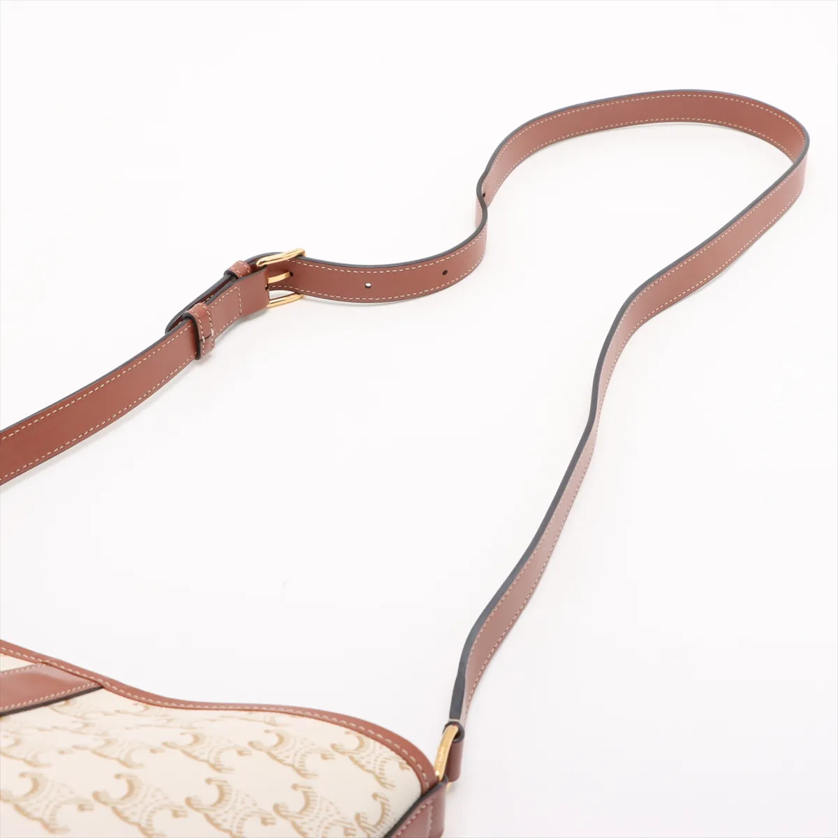 Triomphe Small Bucket PVC x Leather Shoulder Bag White x Brown — view 5