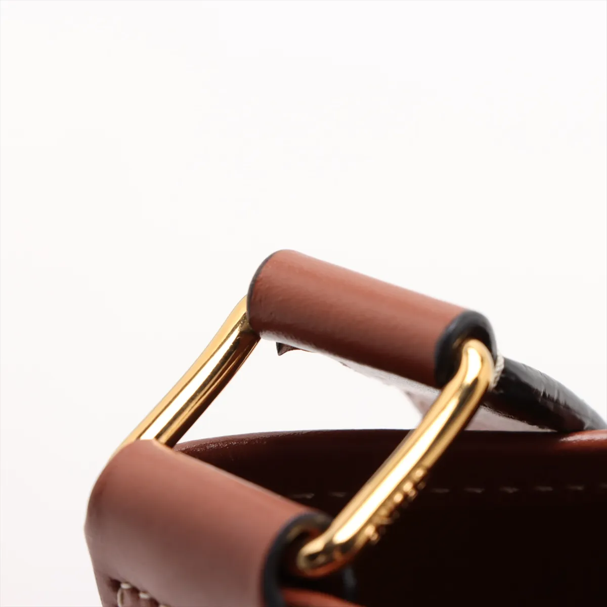 Triomphe Small Bucket PVC x Leather Shoulder Bag White x Brown — view 8