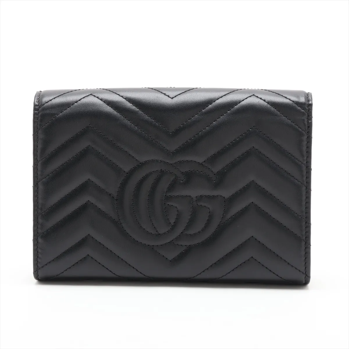 GG Marmont Leather Chain Wallet, Black, 474575 — view 2