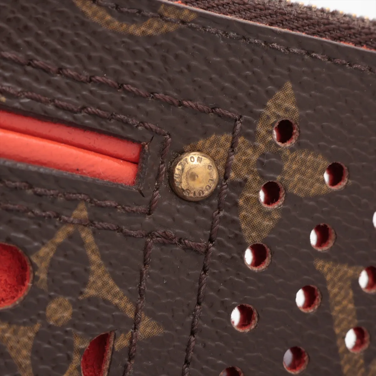 Monogram Perforated Pochette Clé M95222 SP0038 Orange Coin Case — view 8