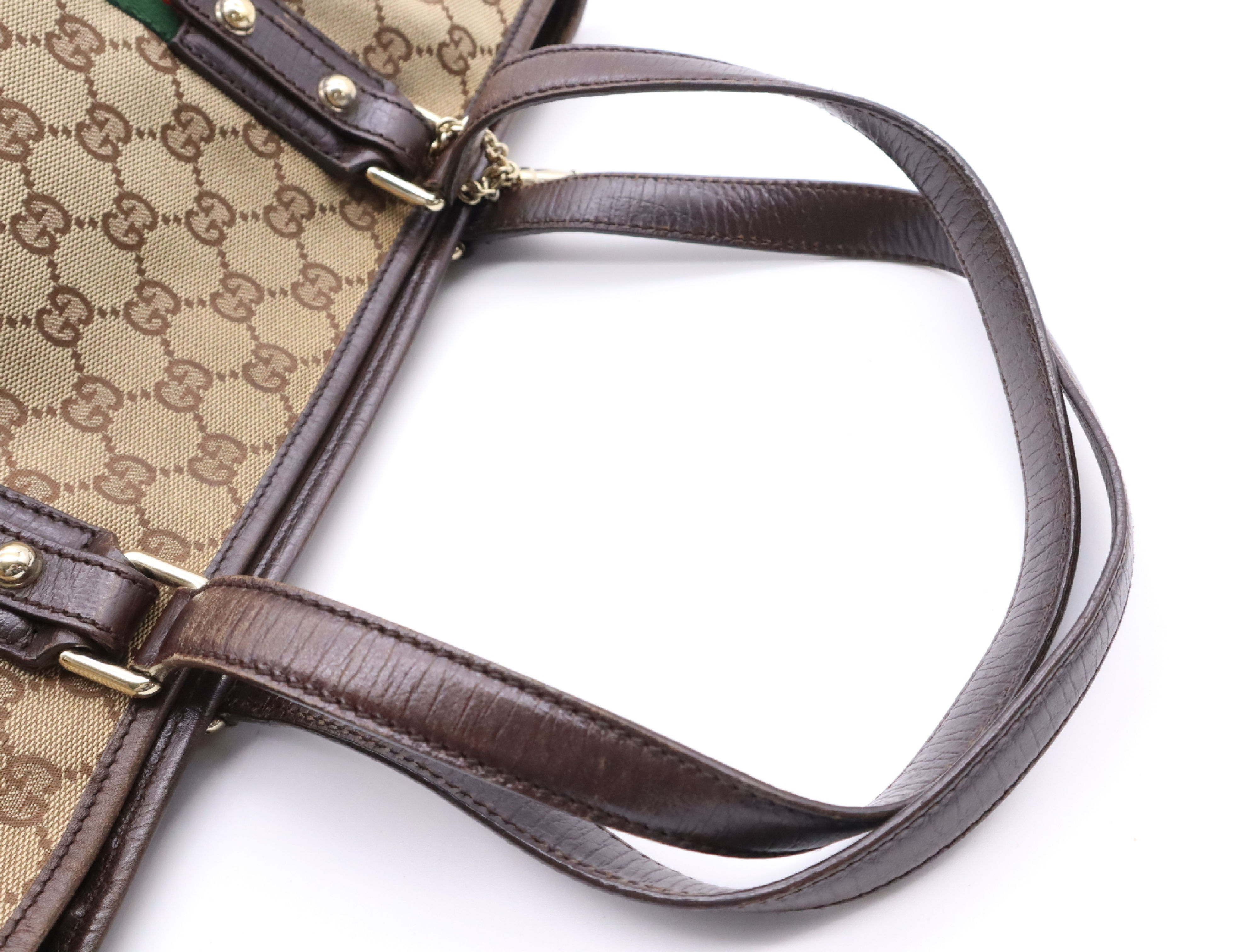 137396 GG Canvas Tote Bag, Sherry Line, Beige/Brown, with Charm, 467891 Tote Bag — view 12