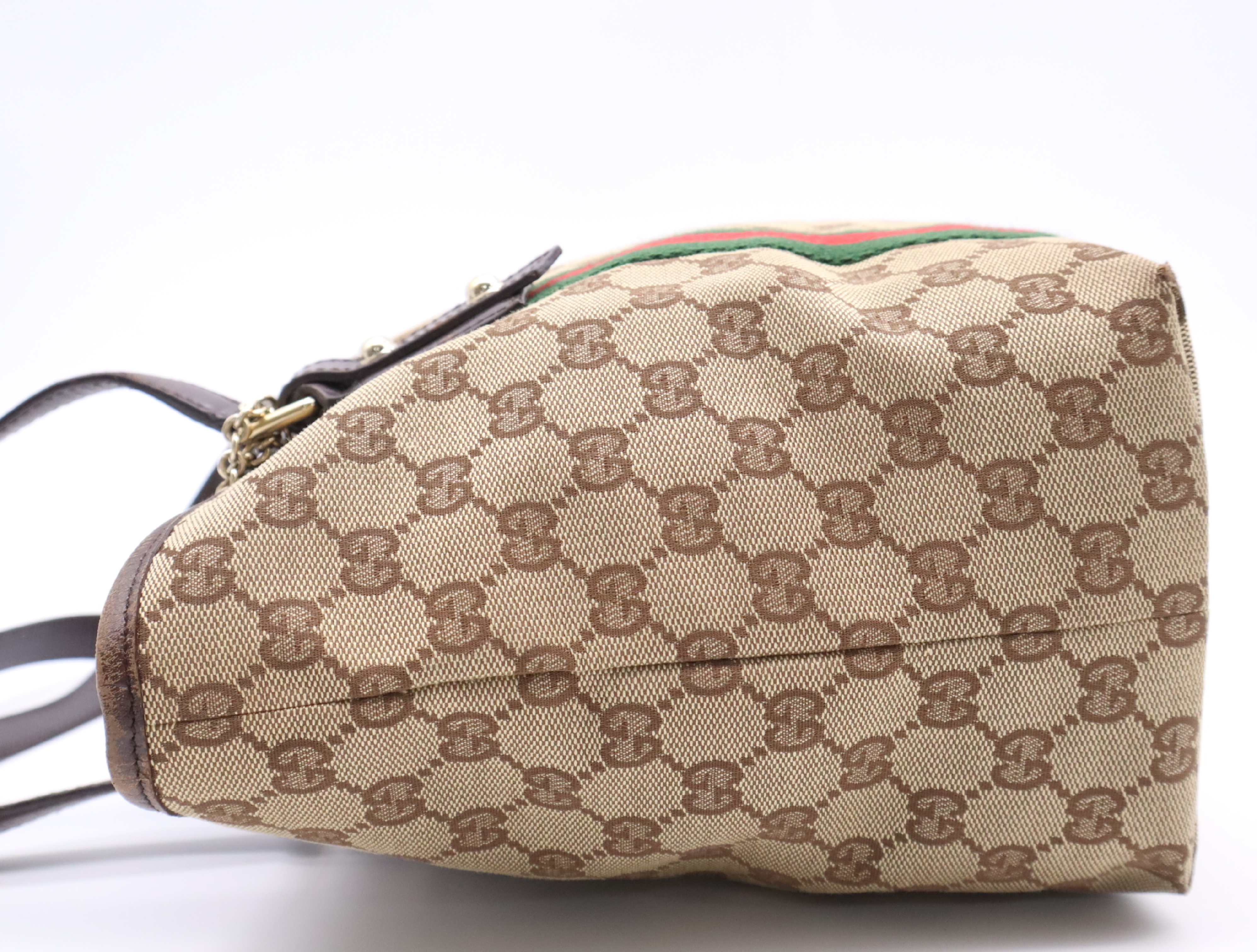 137396 GG Canvas Tote Bag, Sherry Line, Beige/Brown, with Charm, 467891 Tote Bag — view 3