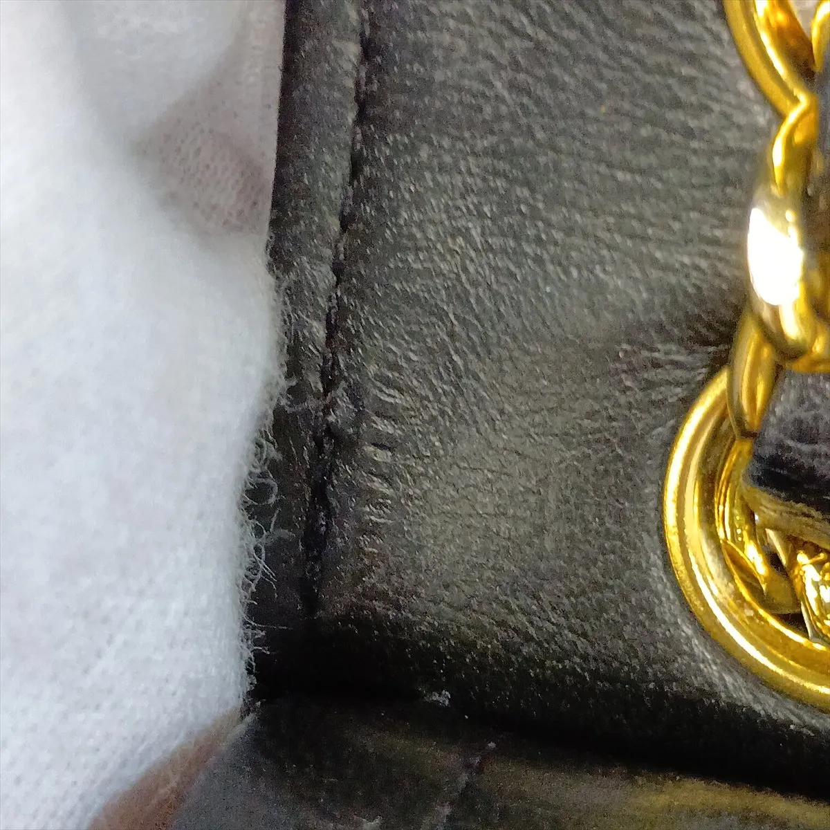 Matelassé Lambskin Double Flap Double Chain Bag, Black with Gold Hardware — view 15