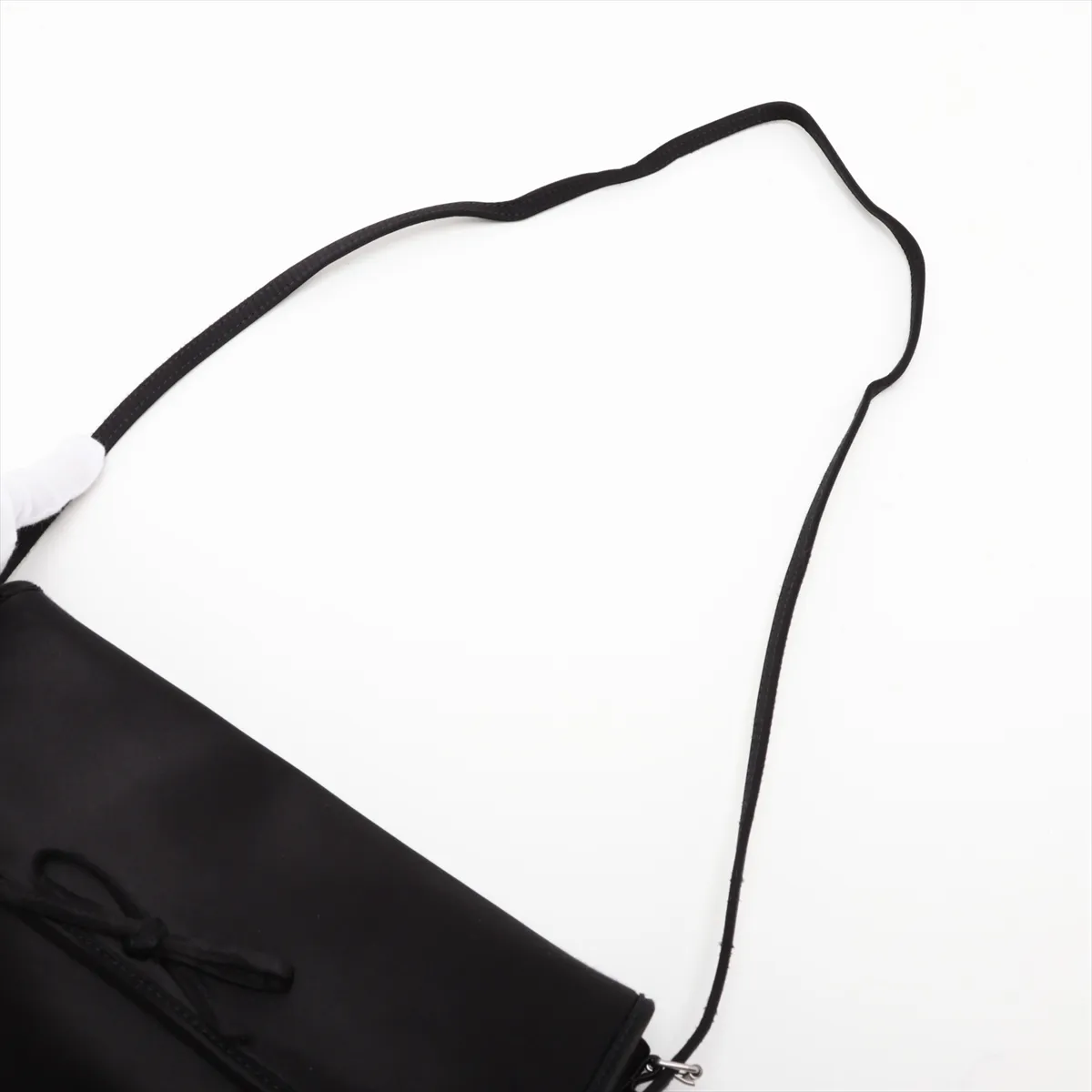 Leopold 791997 Satin Shoulder Bag, Black — view 5