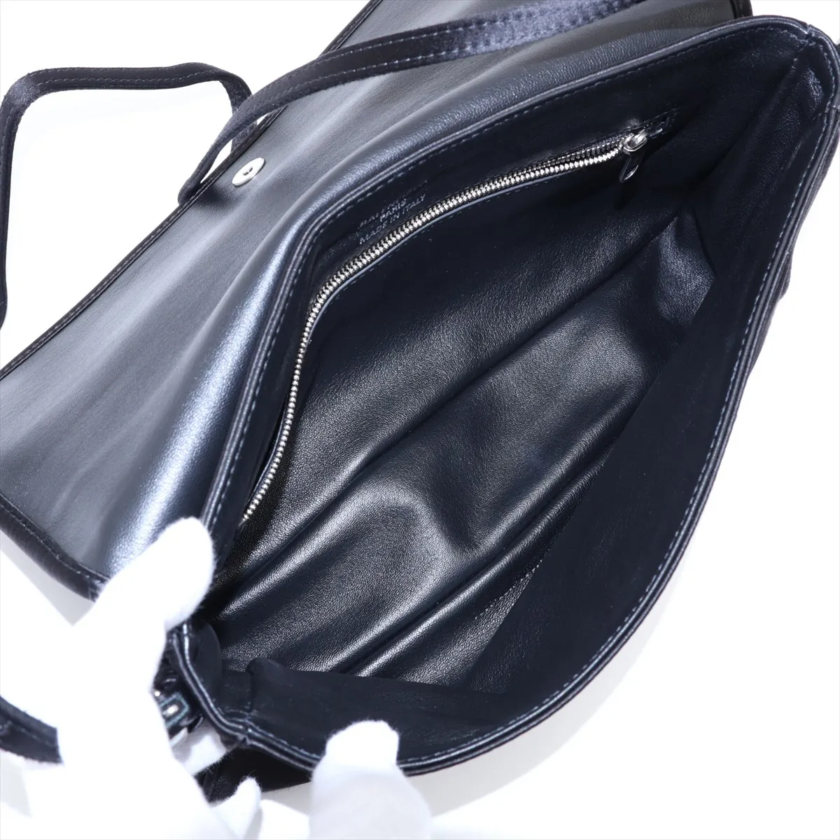 Leopold 791997 Satin Shoulder Bag, Black — view 6
