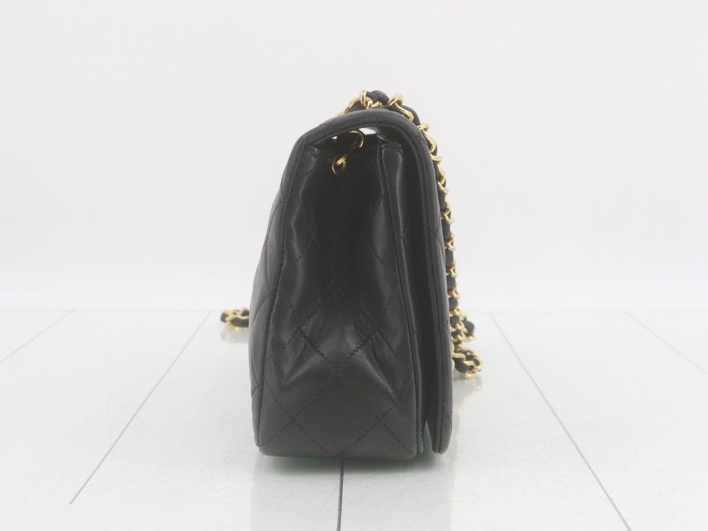 Full flap matelassé lambskin chain shoulder bag, black — view 4
