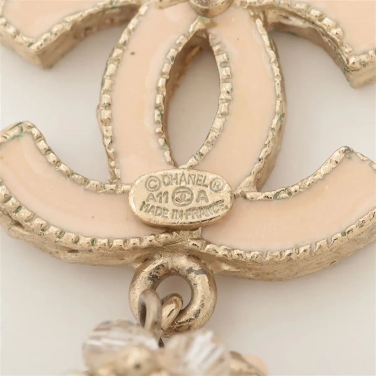 Coco Mark A11A Earrings (Pair) GP x Rhinestone x Faux Pearl Gold — view 5