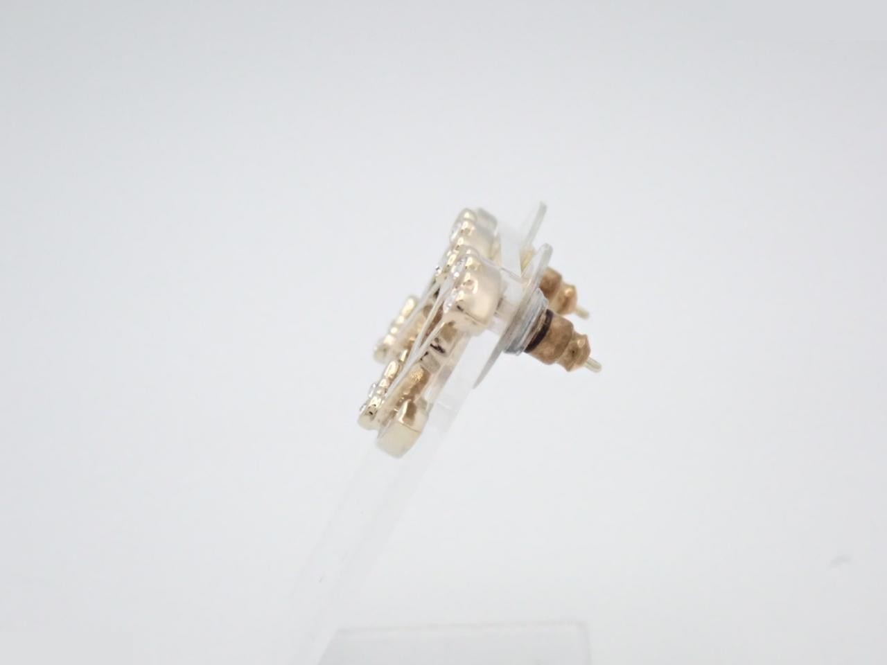 earrings, A22P, Coco Mark, rhinestone, gold, 2cm wide. — view 3