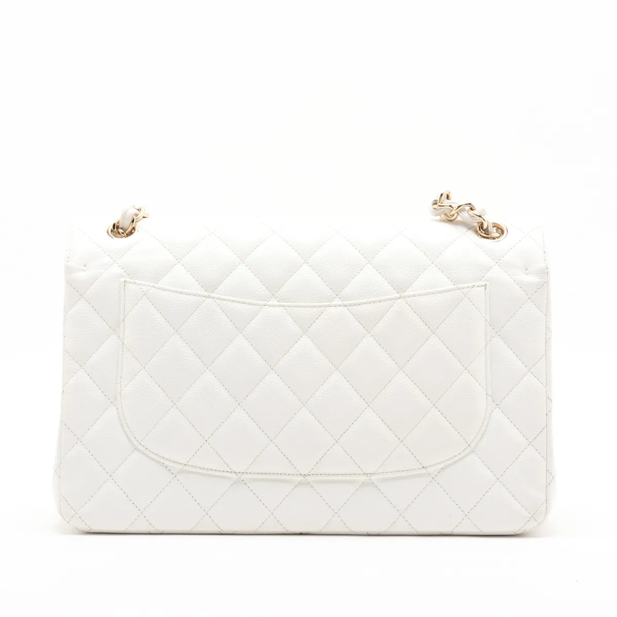 [Individually packaged] Chanel Large Matelassé 30 Caviar Skin Double Flap Double Chain Bag, White with Gold Hardware, 17908521, Serial Number 17, A58600 — view 2