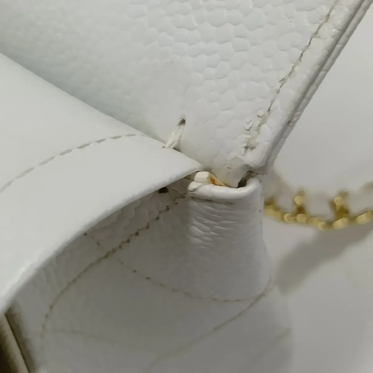 [Individually packaged] Chanel Large Matelassé 30 Caviar Skin Double Flap Double Chain Bag, White with Gold Hardware, 17908521, Serial Number 17, A58600 — view 15