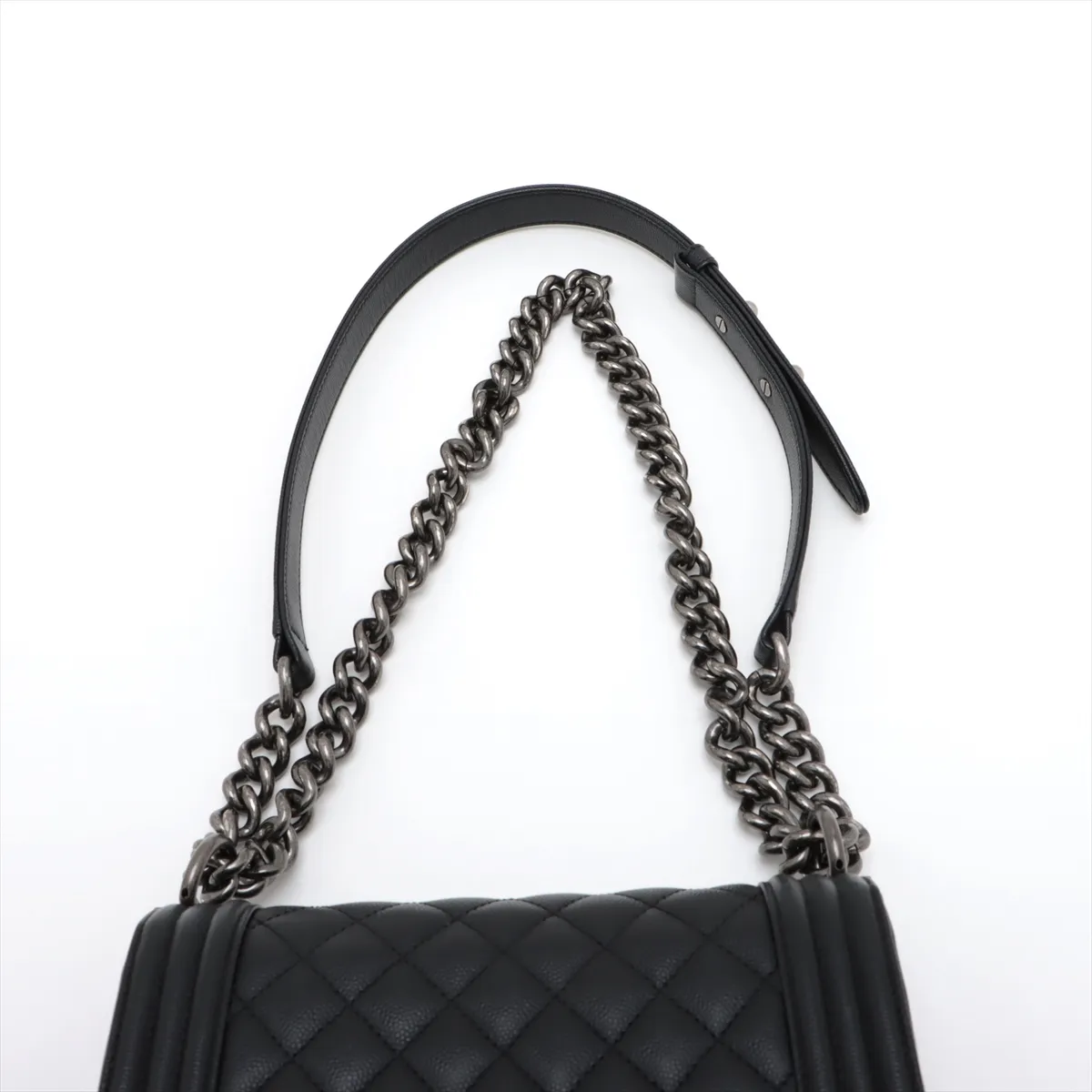[Individually wrapped] Chanel Boy 20 Small Caviar Skin Chain Shoulder Bag Black Gunmetal Hardware GT5EE6E5 Random Plate A67085 — view 6