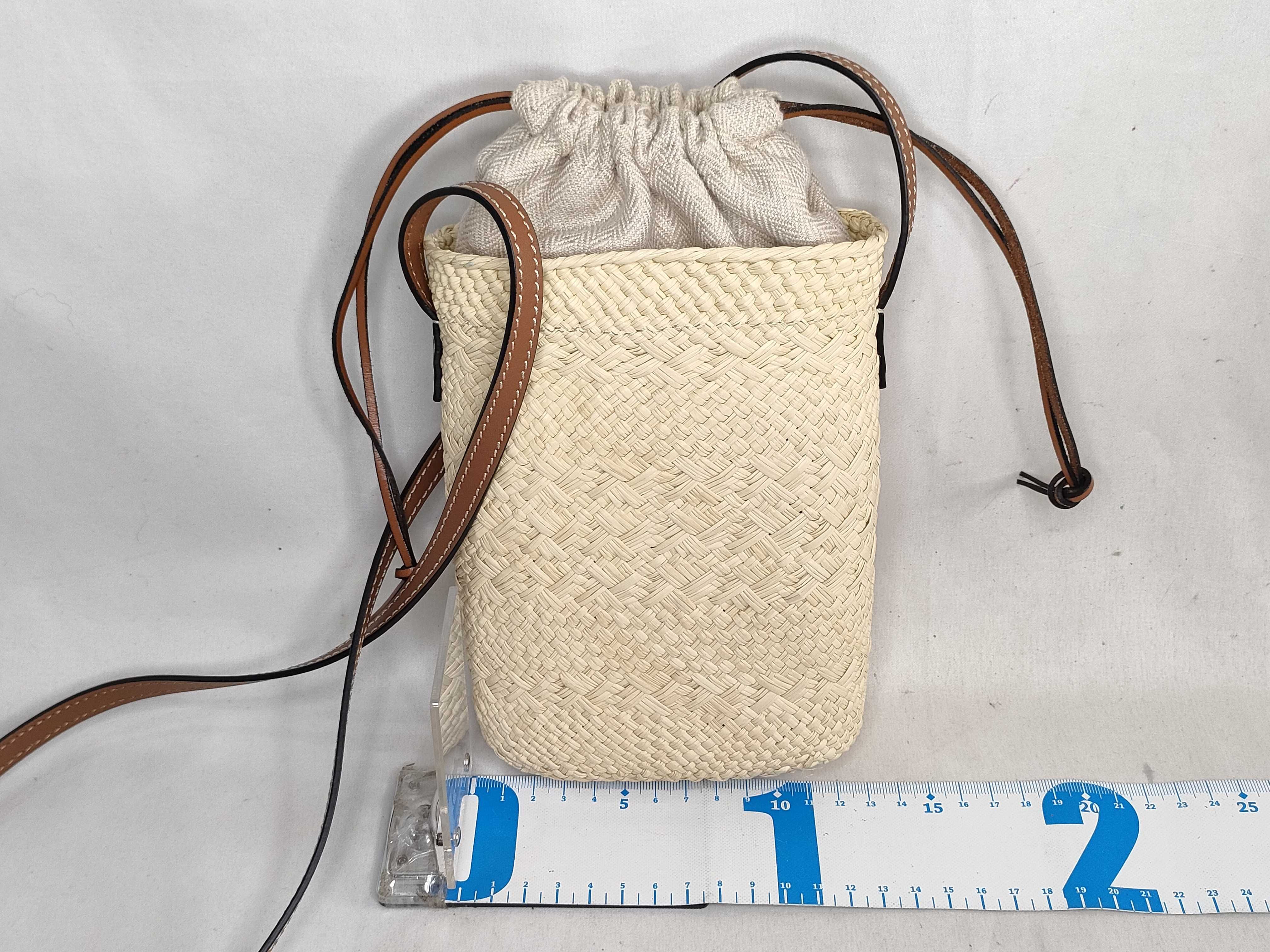 Anagram Square Pocket Raffia x Leather Shoulder Bag Beige x Brown Shoulder Bag — view 2