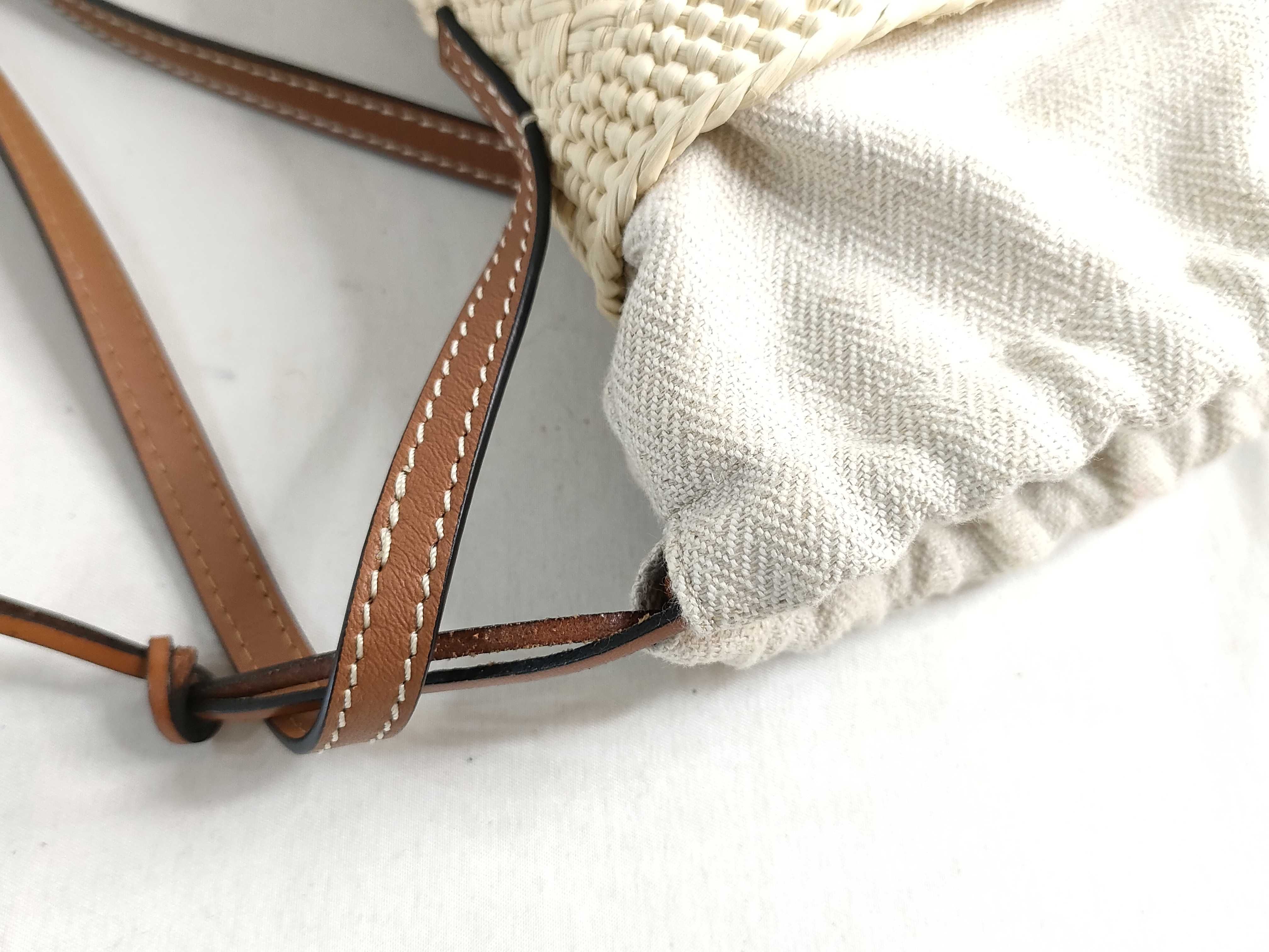Anagram Square Pocket Raffia x Leather Shoulder Bag Beige x Brown Shoulder Bag — view 13