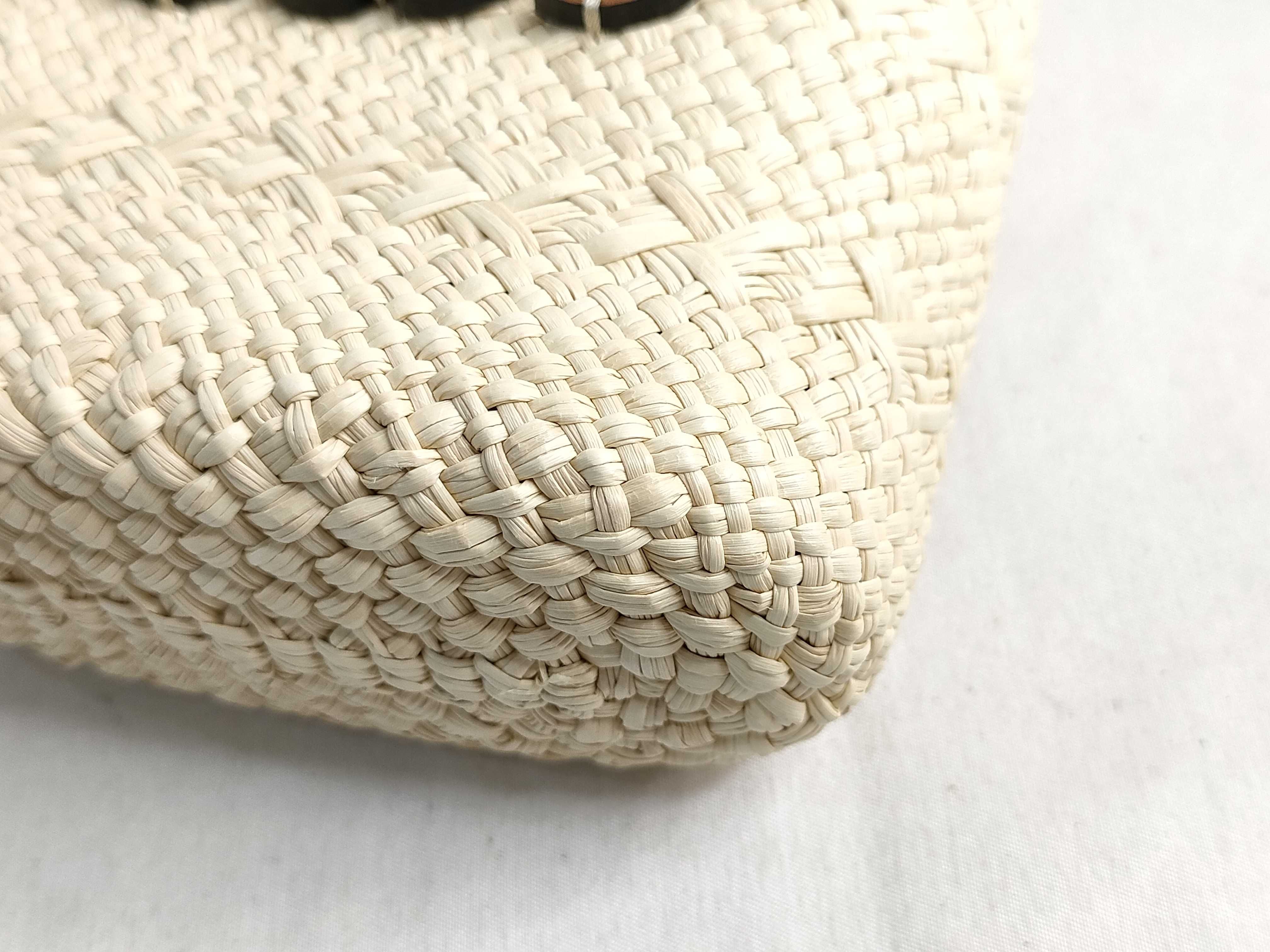 Anagram Square Pocket Raffia x Leather Shoulder Bag Beige x Brown Shoulder Bag — view 6
