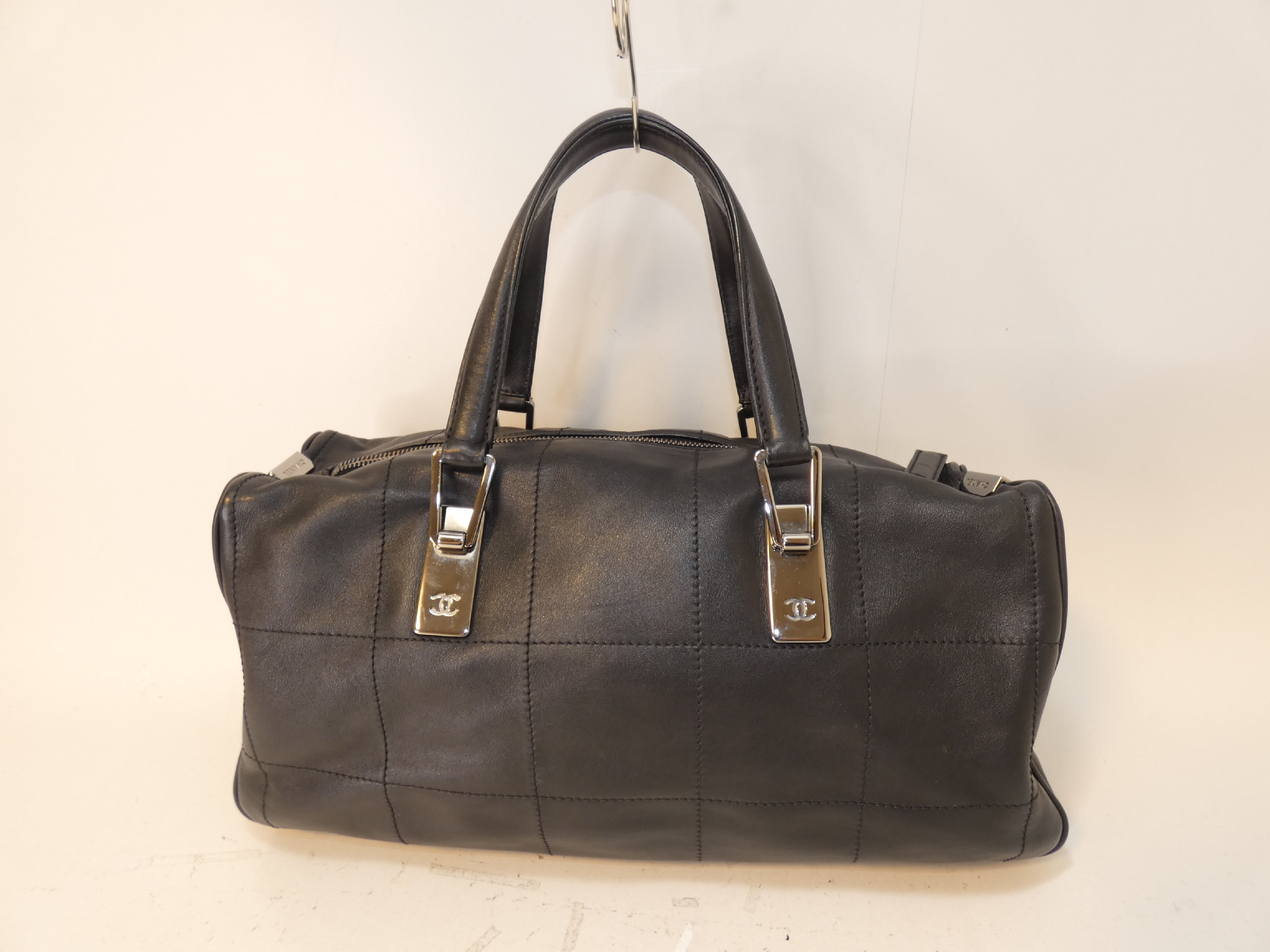 Chocolate Bar Black Leather Boston Handbag — view 2