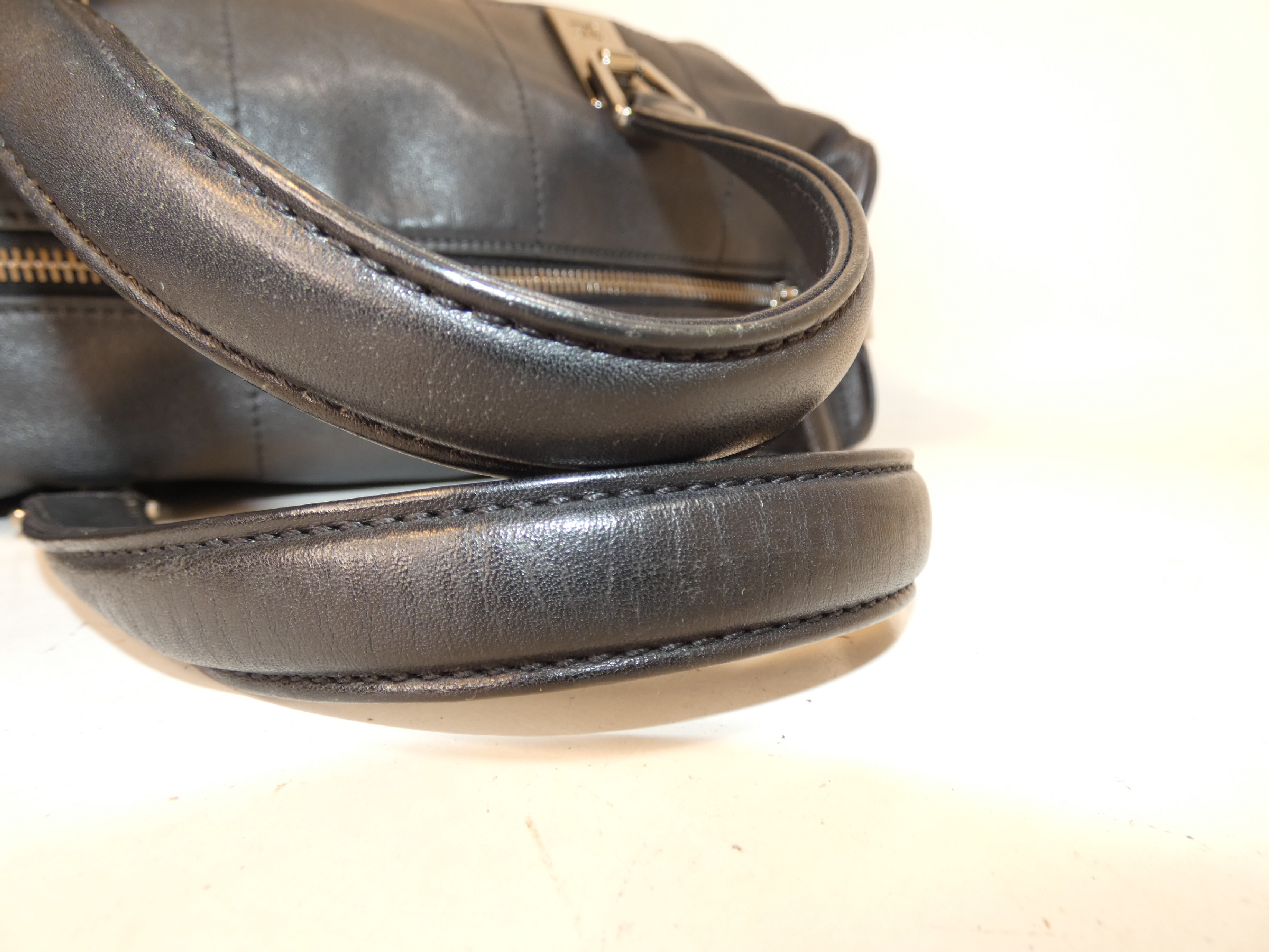 Chocolate Bar Black Leather Boston Handbag — view 5