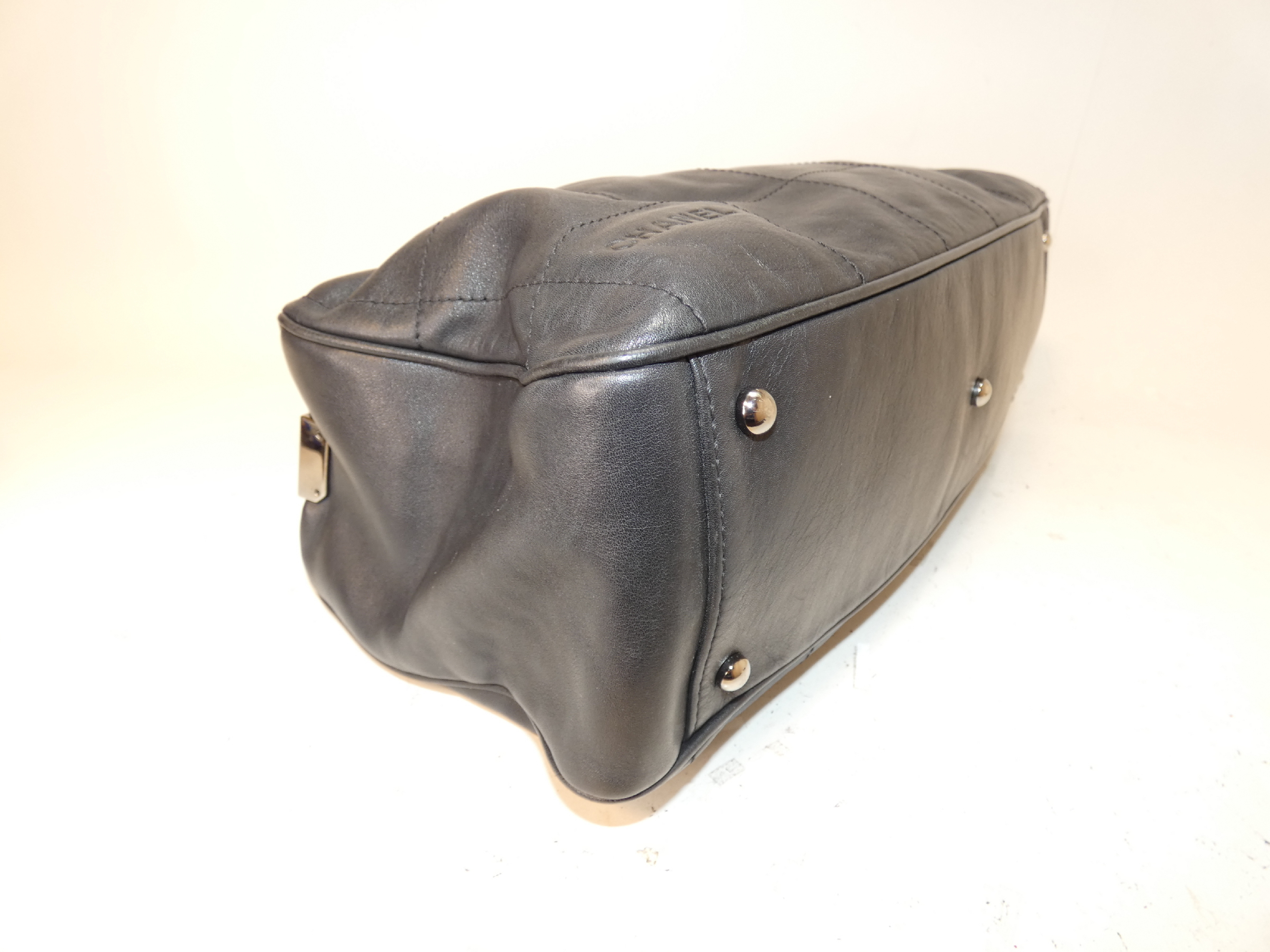 Chocolate Bar Black Leather Boston Handbag — view 7