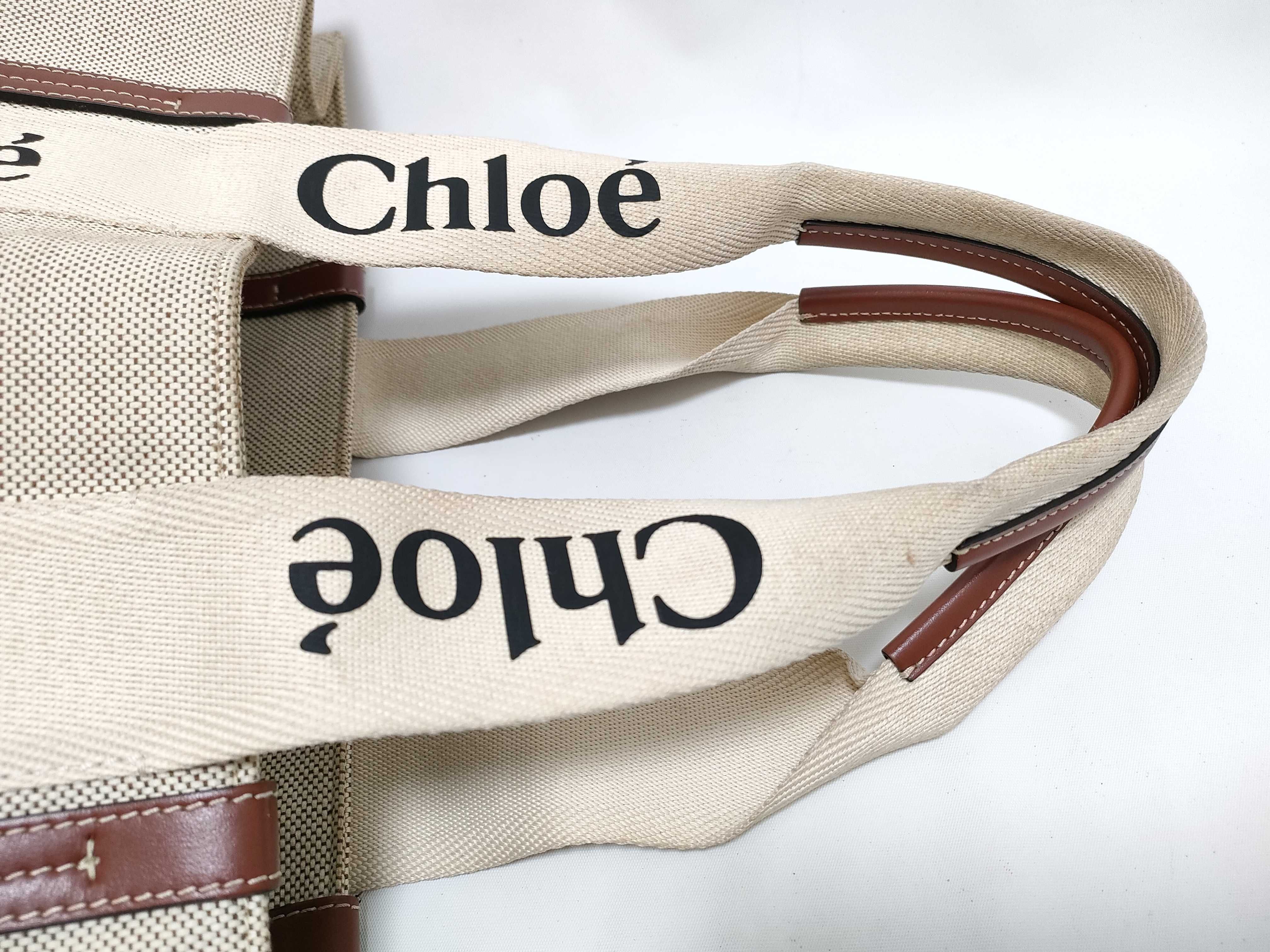 DU-Chloé Woody Large Canvas Tote Bag Beige — view 3