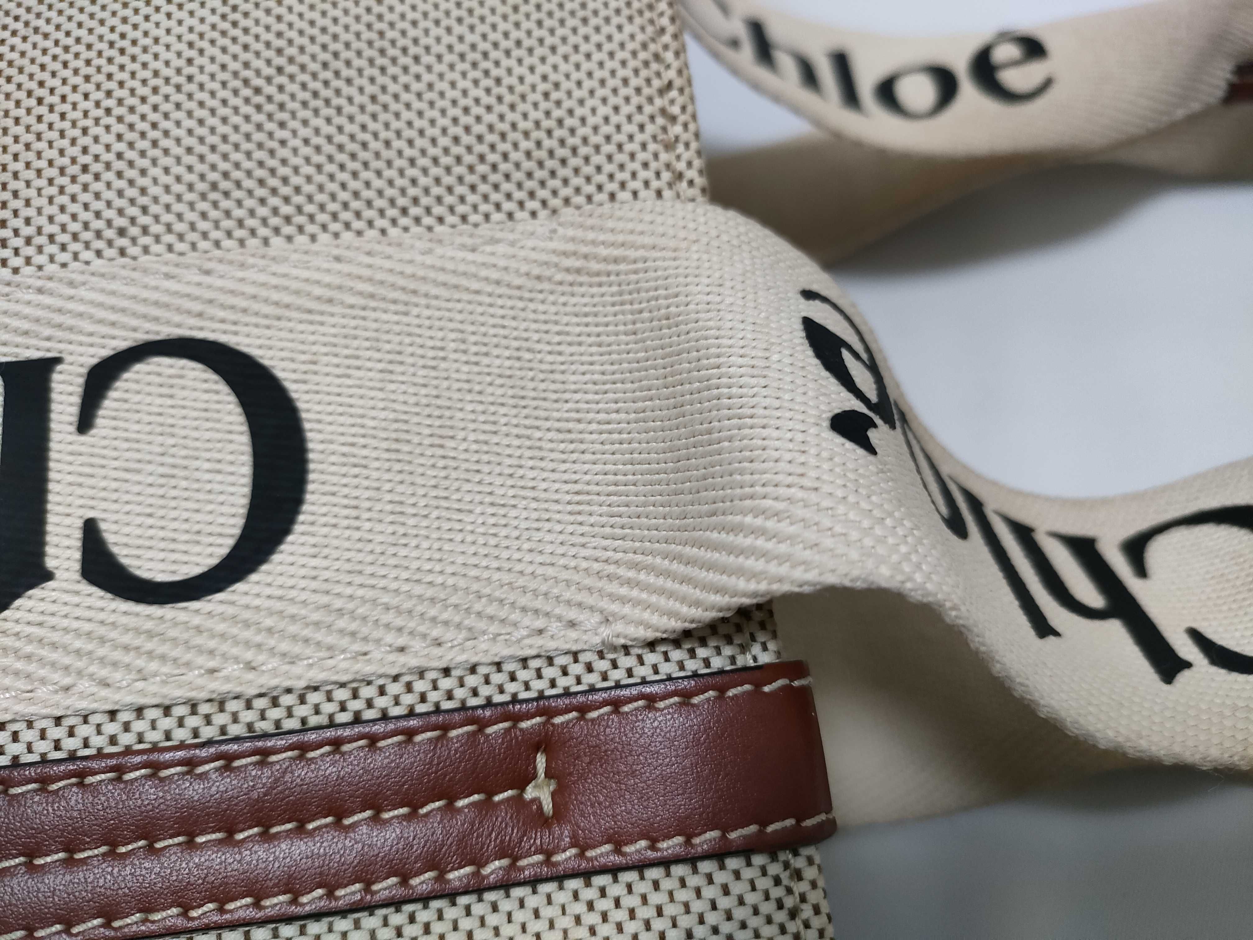 DU-Chloé Woody Large Canvas Tote Bag Beige — view 5