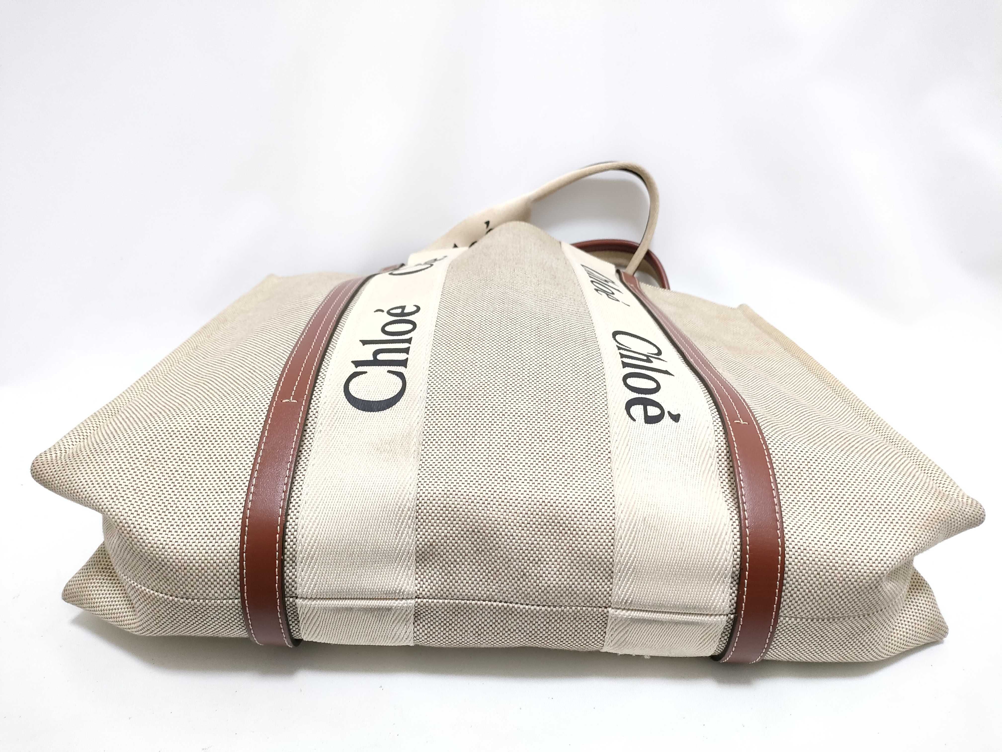 DU-Chloé Woody Large Canvas Tote Bag Beige — view 7