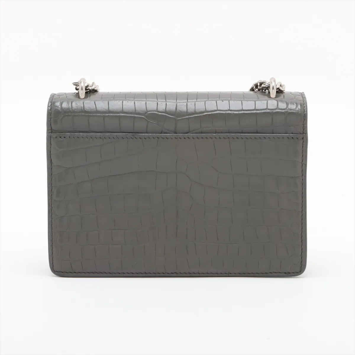 Sunset Croco Embossed Chain Shoulder Bag Gray 452157 — view 2