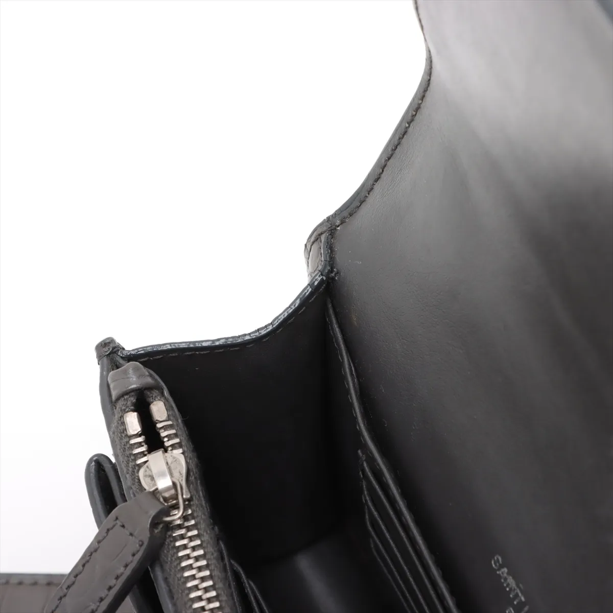 Sunset Croco Embossed Chain Shoulder Bag Gray 452157 — view 13