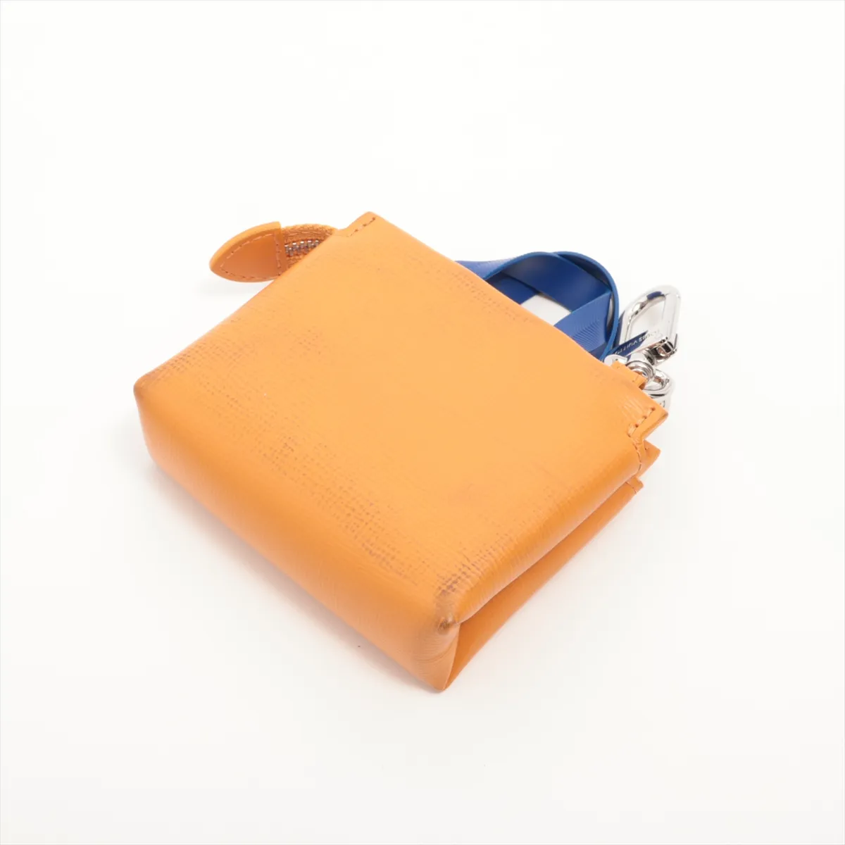 M02699 bag charm for LV Mini Shopper, IK2285. Leather, orange color. Shows signs of wear, — view 2