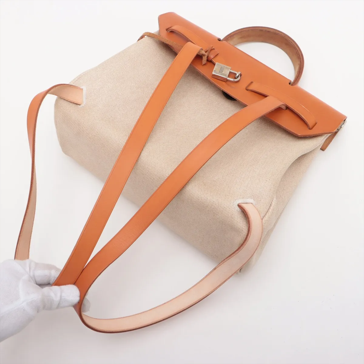 Herbag Ad PM Toile H x Vache Hunter Beige Silver Hardware C: 1999 — view 5