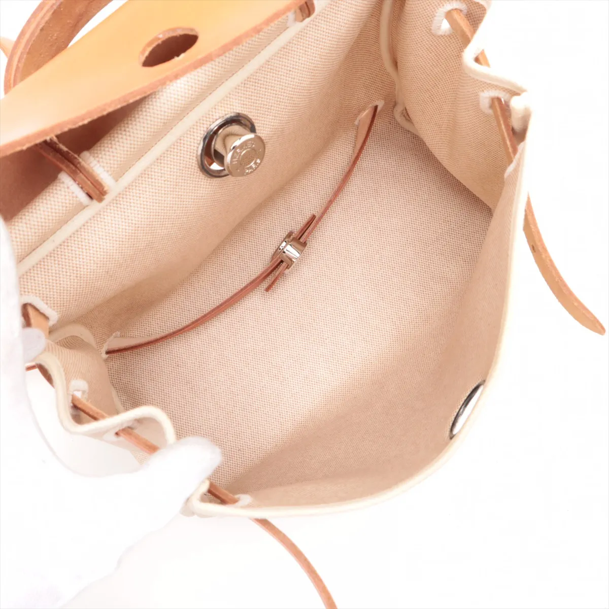 Herbag Ad PM Toile H x Vache Hunter Beige Silver Hardware C: 1999 — view 7