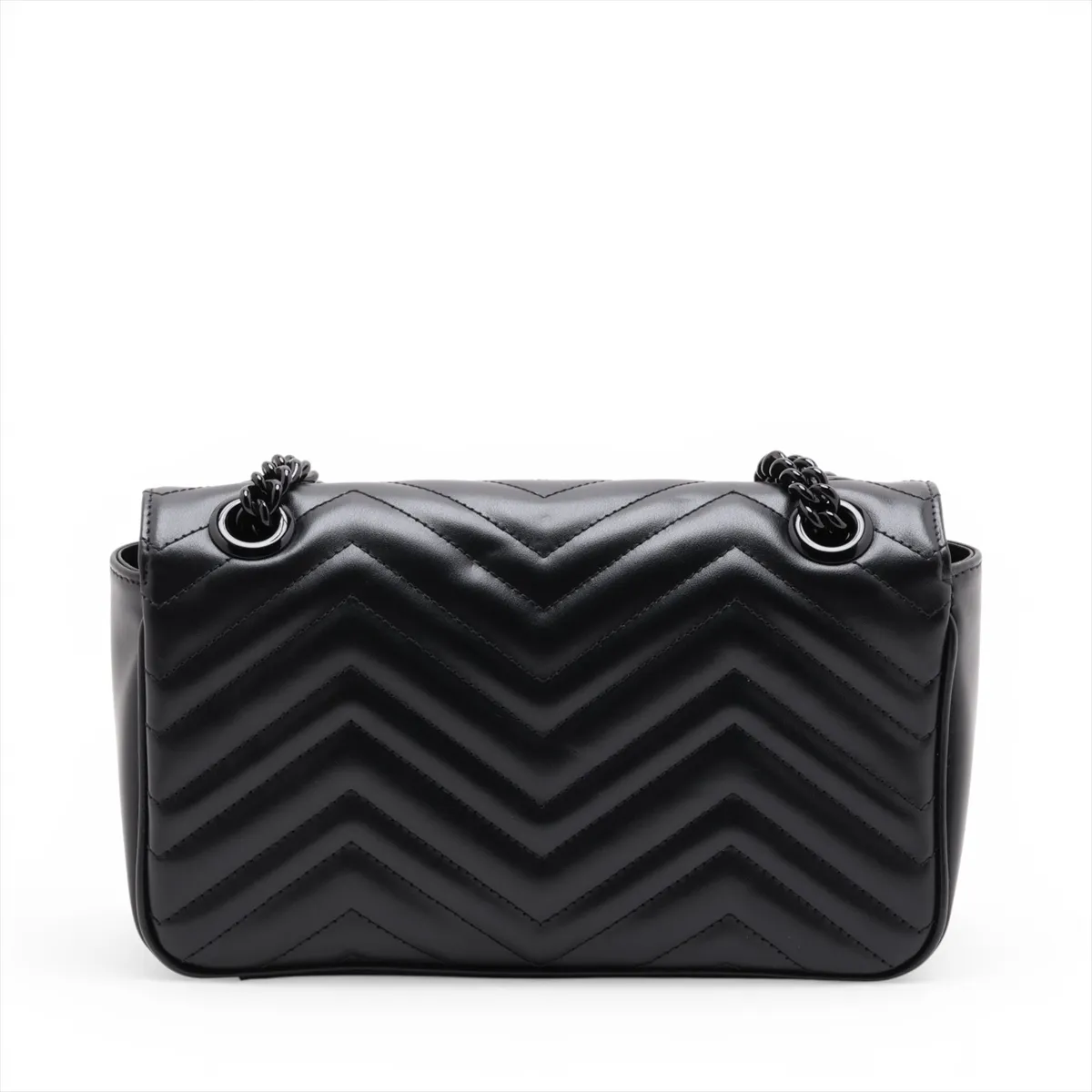 GG Marmont Leather Chain Shoulder Bag, Black, 443479 — view 2