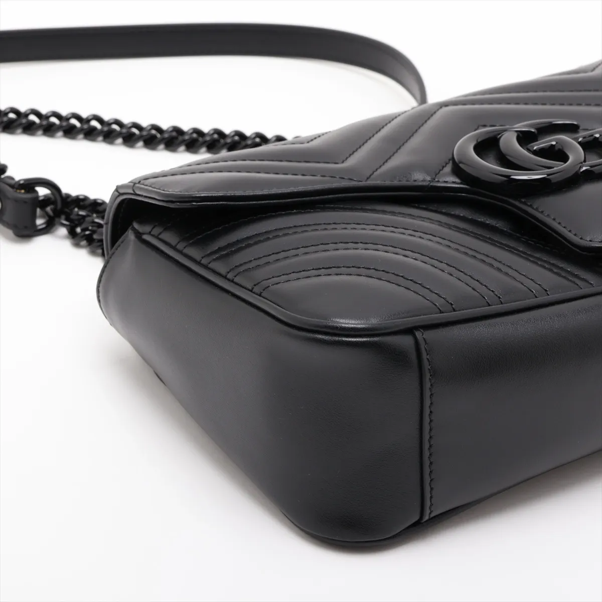 GG Marmont Leather Chain Shoulder Bag, Black, 443479 — view 4