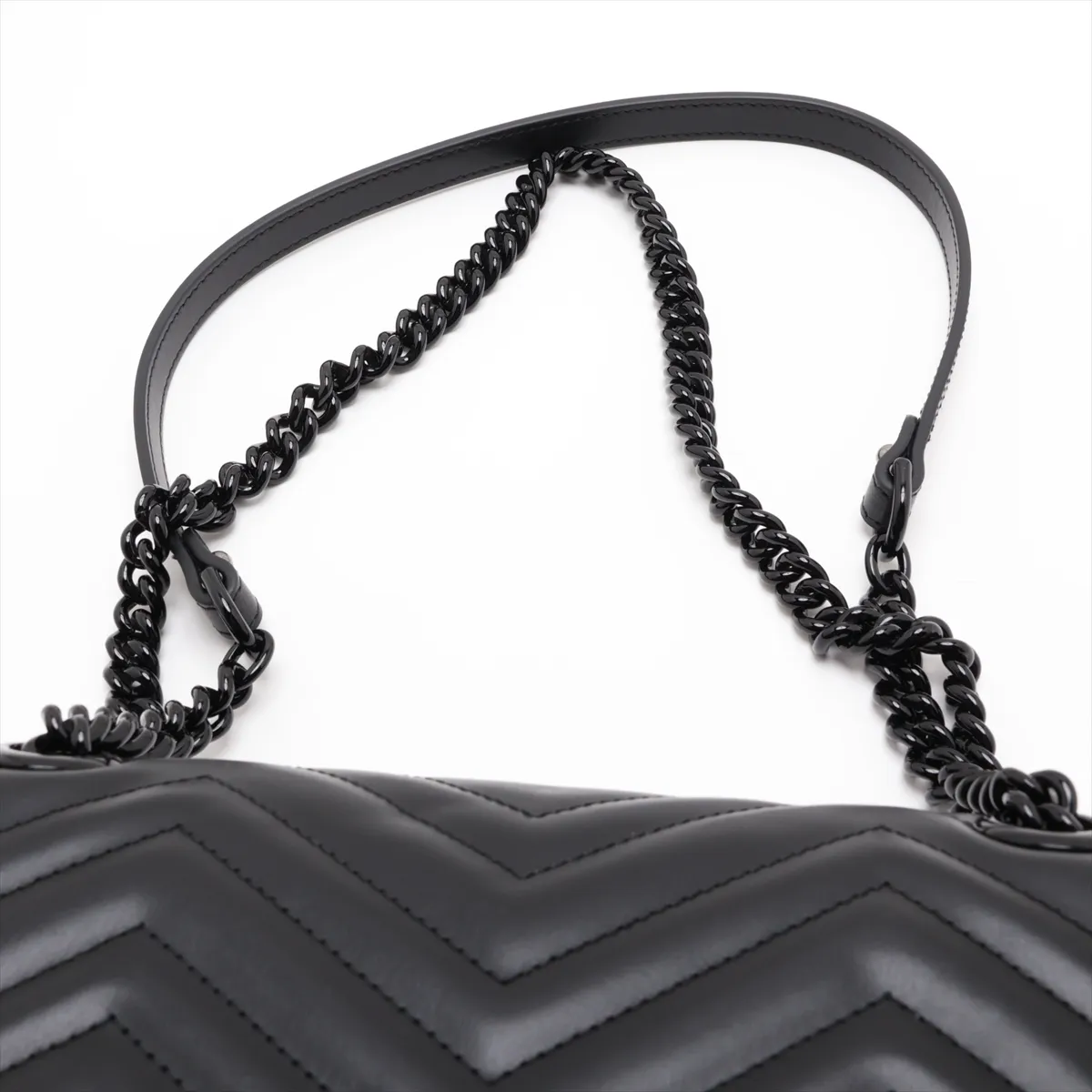 GG Marmont Leather Chain Shoulder Bag, Black, 443479 — view 6