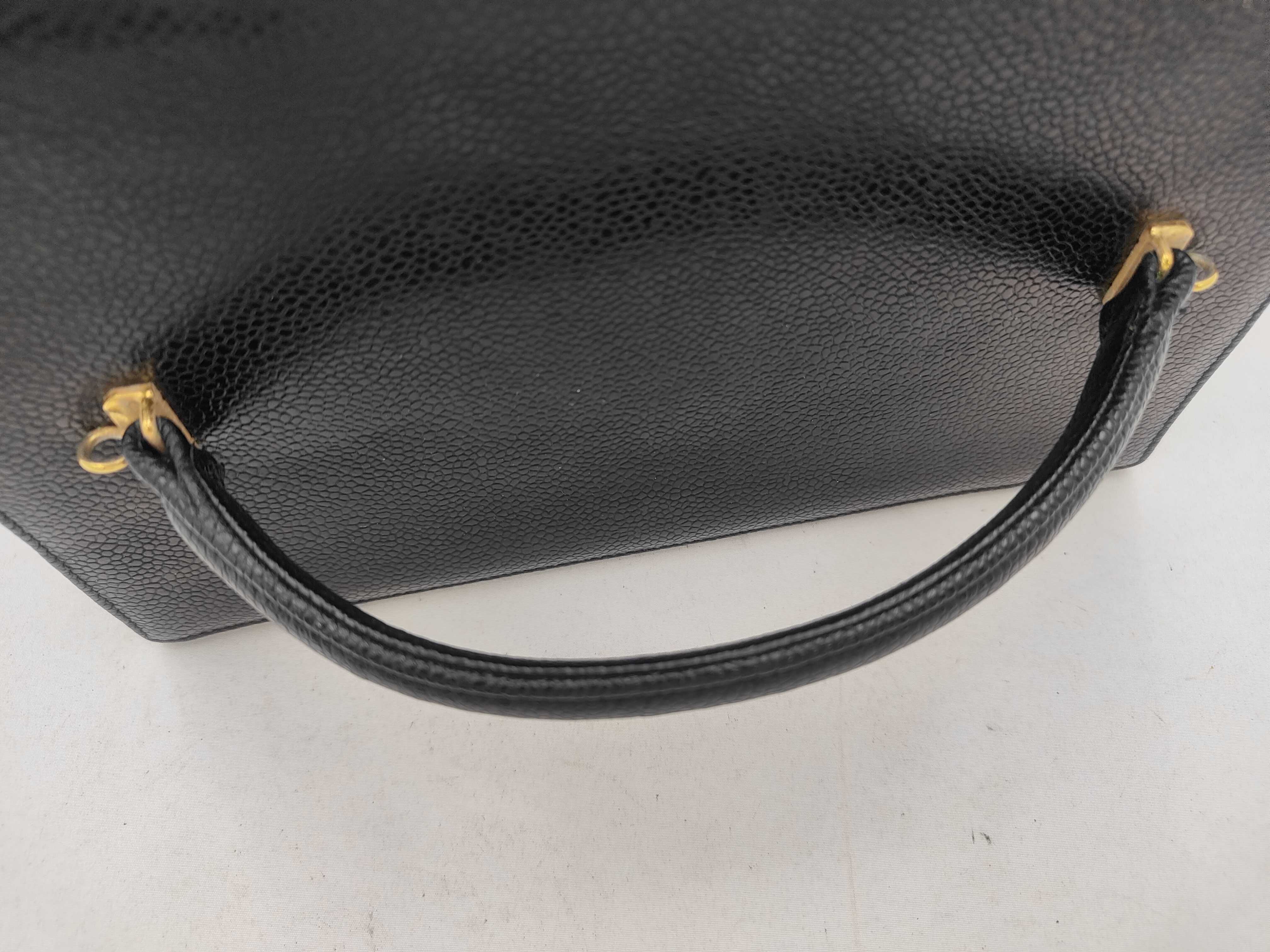Caviar Coco Mark Turnlock Vanity Bag, Black, with Stamp and Seal. — view 3