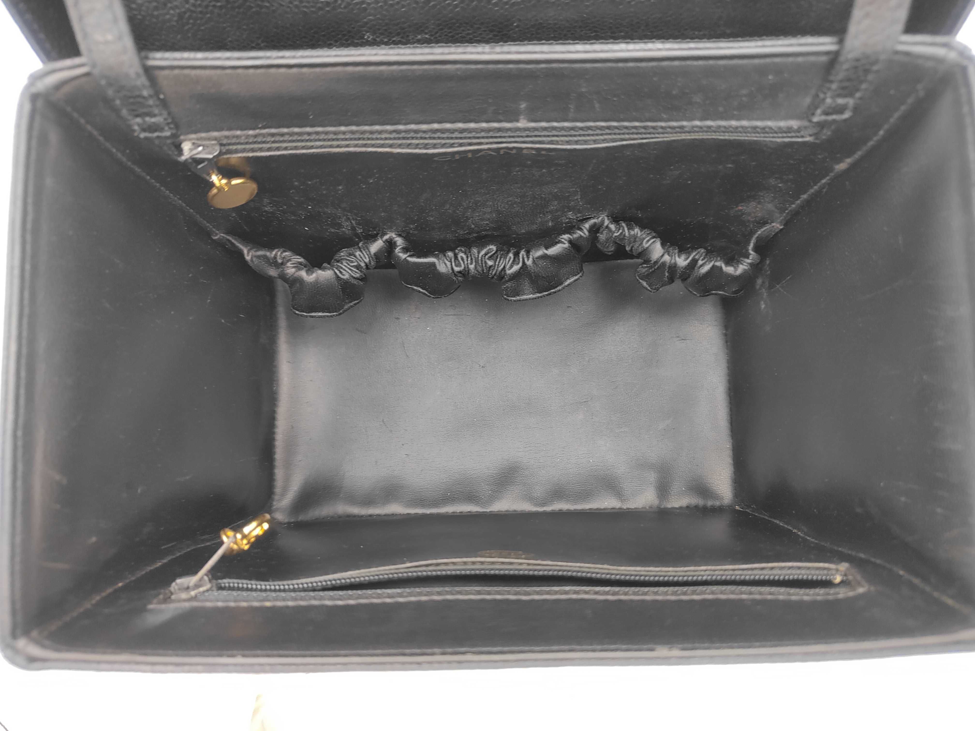 Caviar Coco Mark Turnlock Vanity Bag, Black, with Stamp and Seal. — view 8
