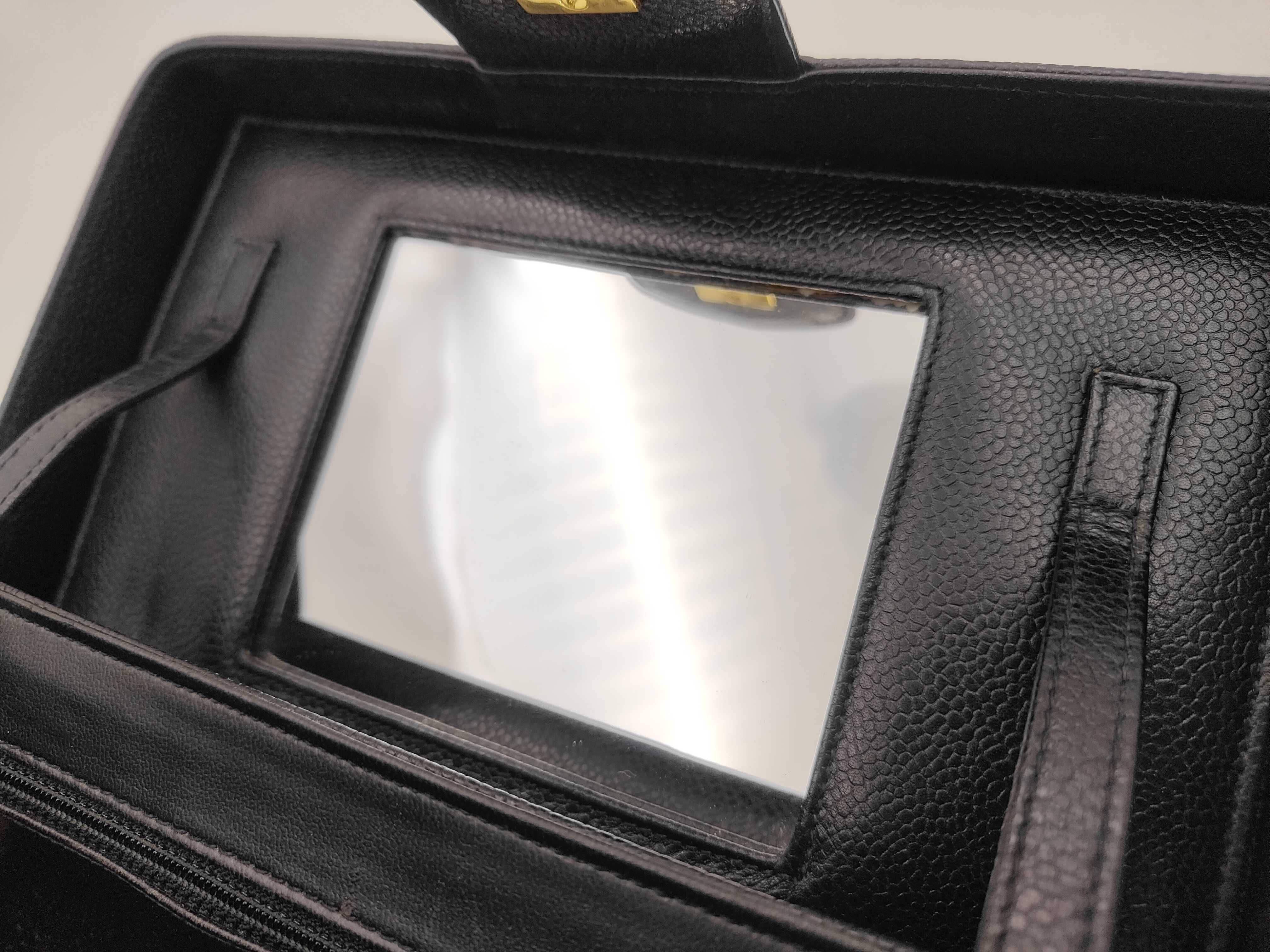 Caviar Coco Mark Turnlock Vanity Bag, Black, with Stamp and Seal. — view 9