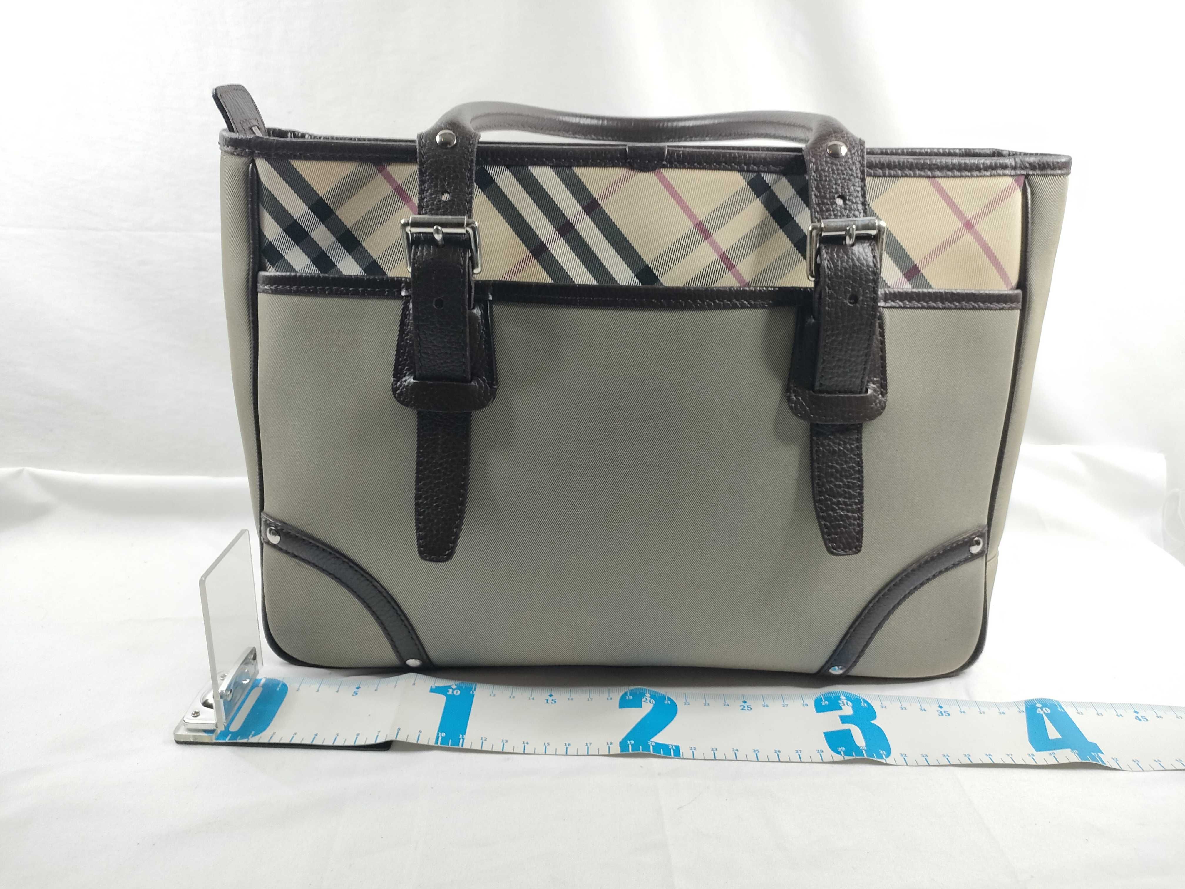 Briefcase Tote Bag, Khaki Nylon Leather Tote Bag — view 2