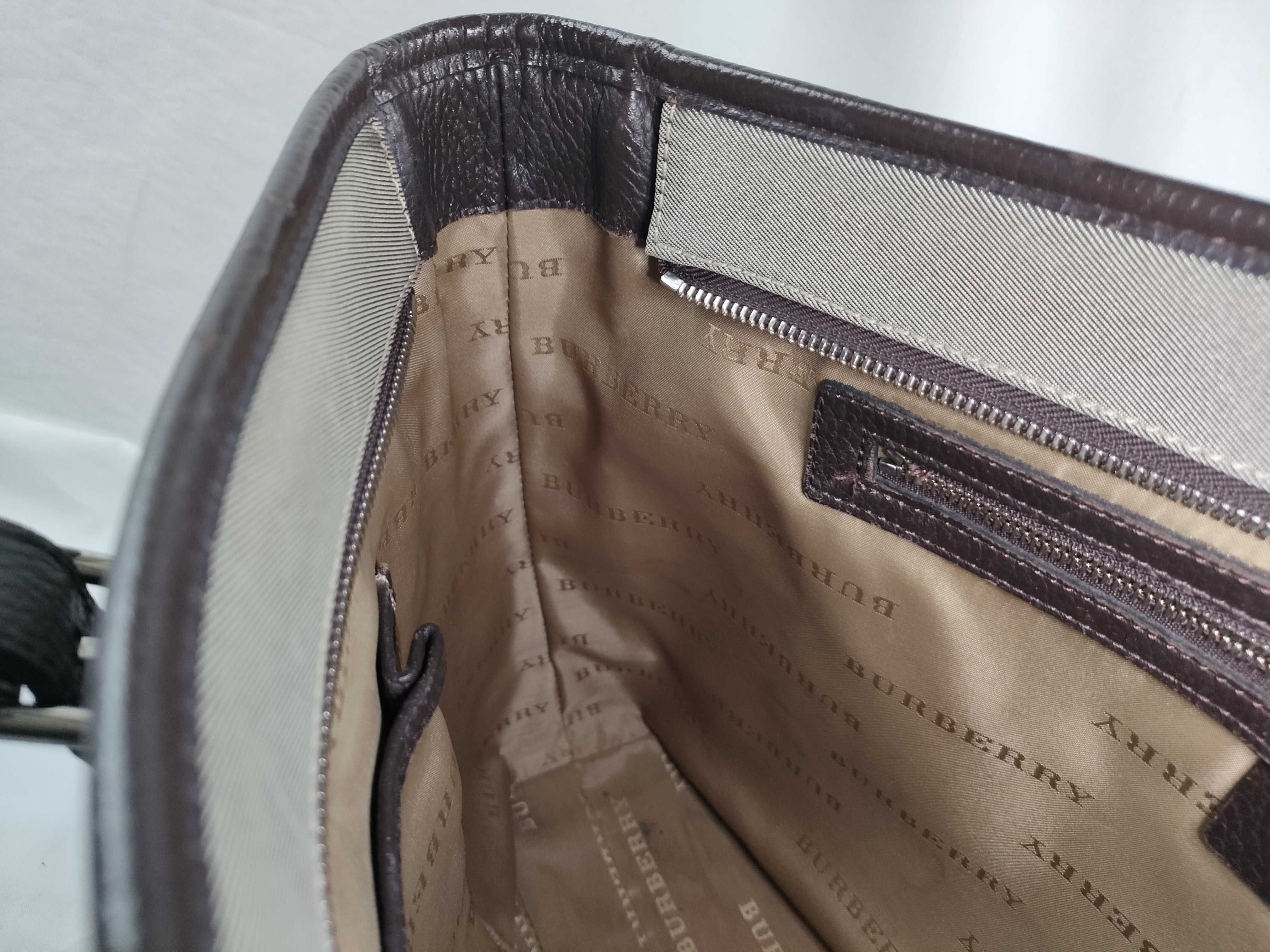 Briefcase Tote Bag, Khaki Nylon Leather Tote Bag — view 11