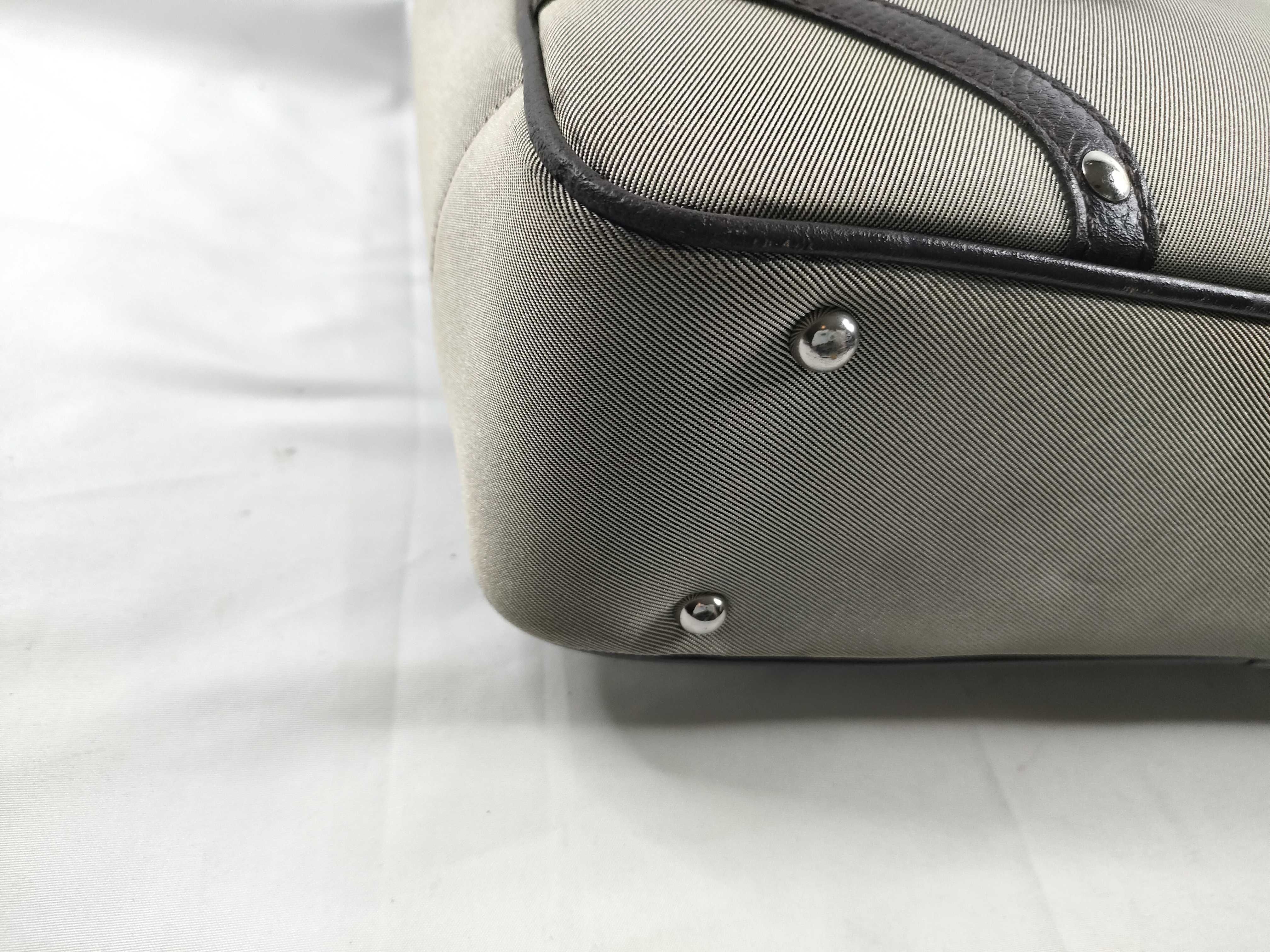 Briefcase Tote Bag, Khaki Nylon Leather Tote Bag — view 3