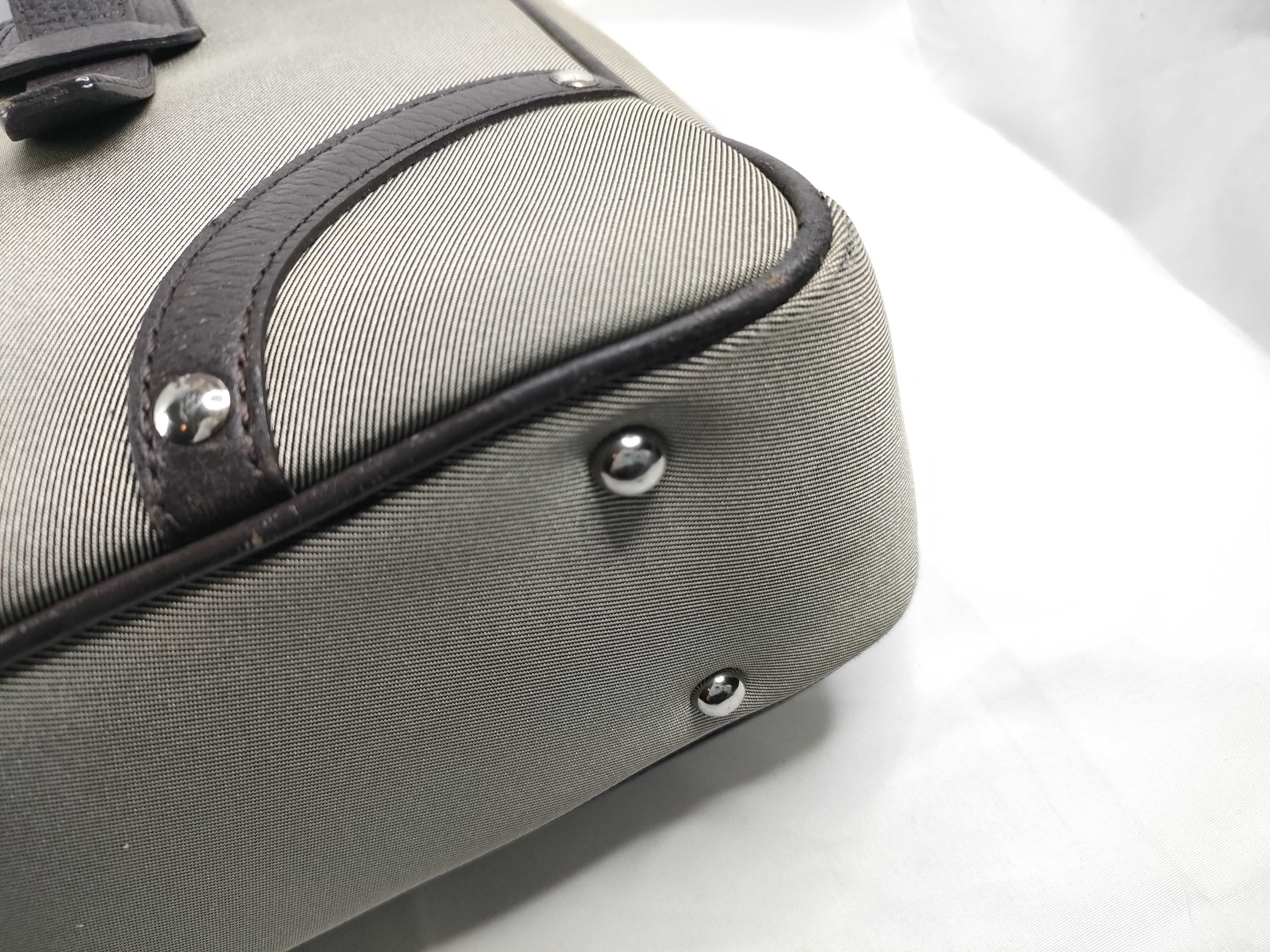 Briefcase Tote Bag, Khaki Nylon Leather Tote Bag — view 5