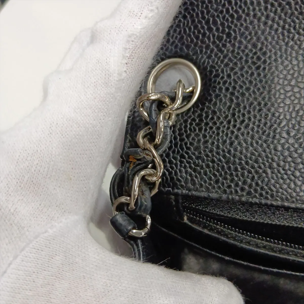 Mini Matelassé 17 Caviar Skin Single Flap Single Chain Bag, Black with Silver Hardware, 22679927, Serial Number , A35200 — view 15