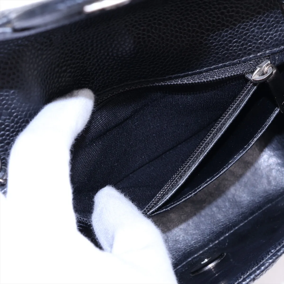 Mini Matelassé 17 Caviar Skin Single Flap Single Chain Bag, Black with Silver Hardware, 22679927, Serial Number , A35200 — view 7