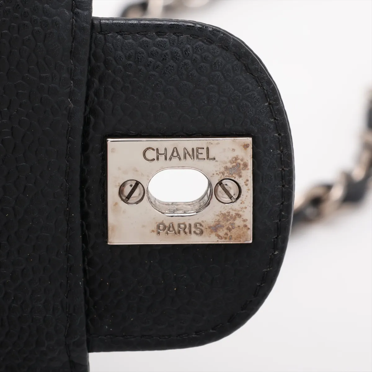 Mini Matelassé 17 Caviar Skin Single Flap Single Chain Bag, Black with Silver Hardware, 22679927, Serial Number , A35200 — view 10
