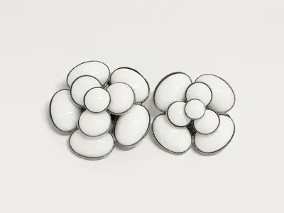 Camellia White Silver Earrings