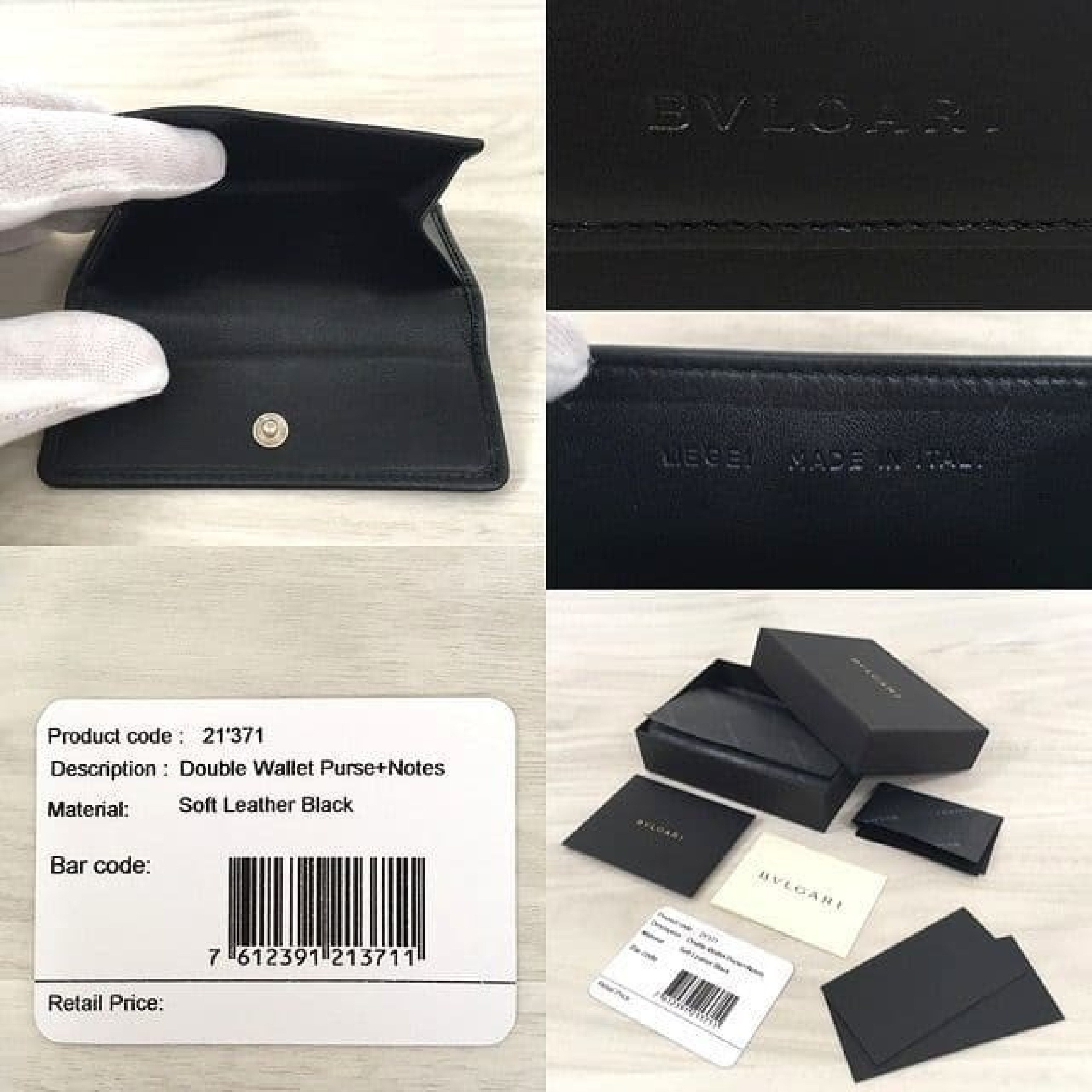 Mini Wallet, Black, with Box, Double Snap Closure Wallet — view 4