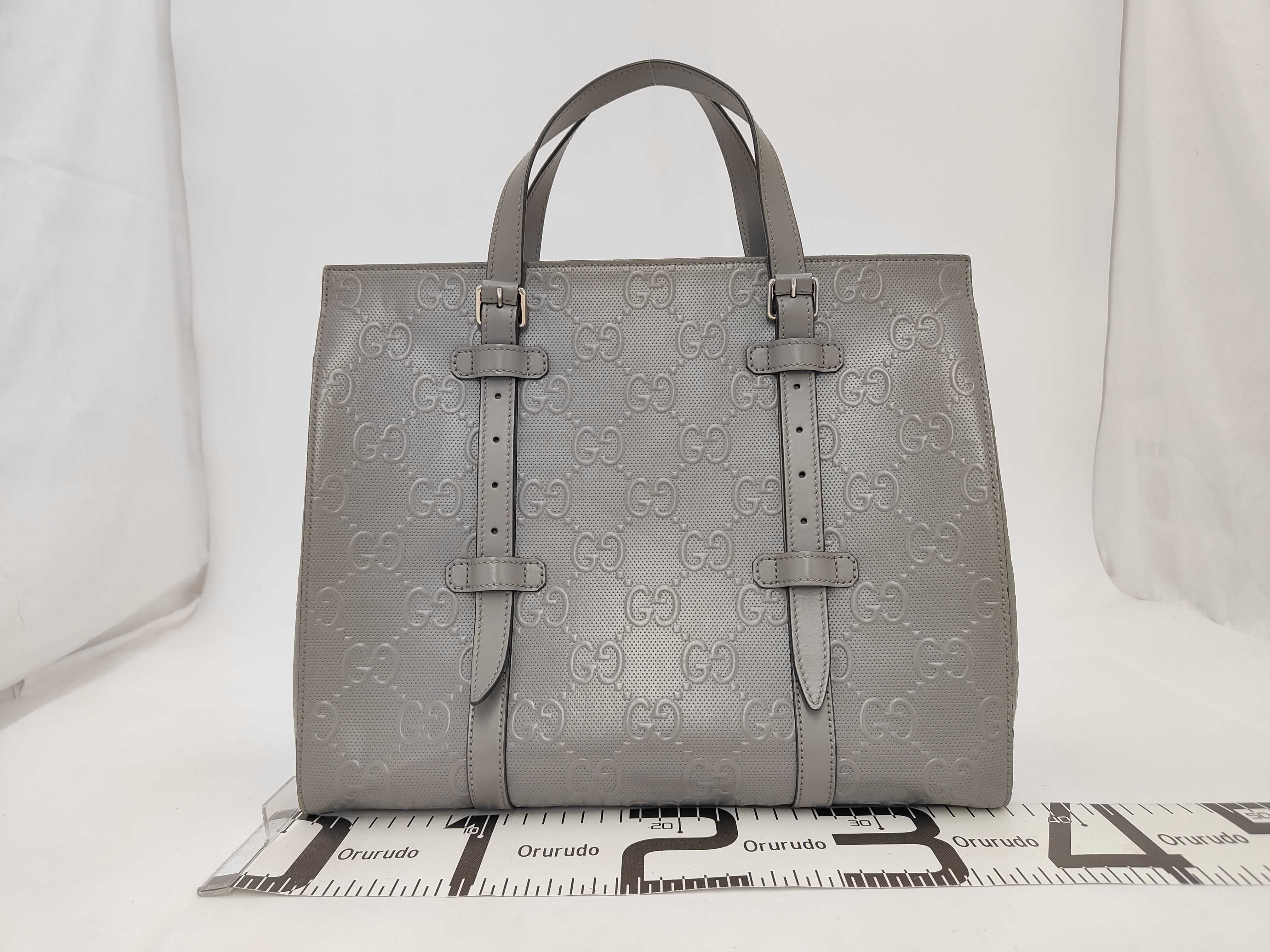 GG Embossed Perforated Tote Bag 625774 Gray Tote Bag — view 2
