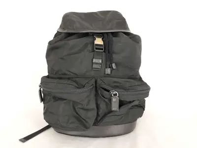 Nylon Prada Backpack, Black, Triangle Plate Backpack