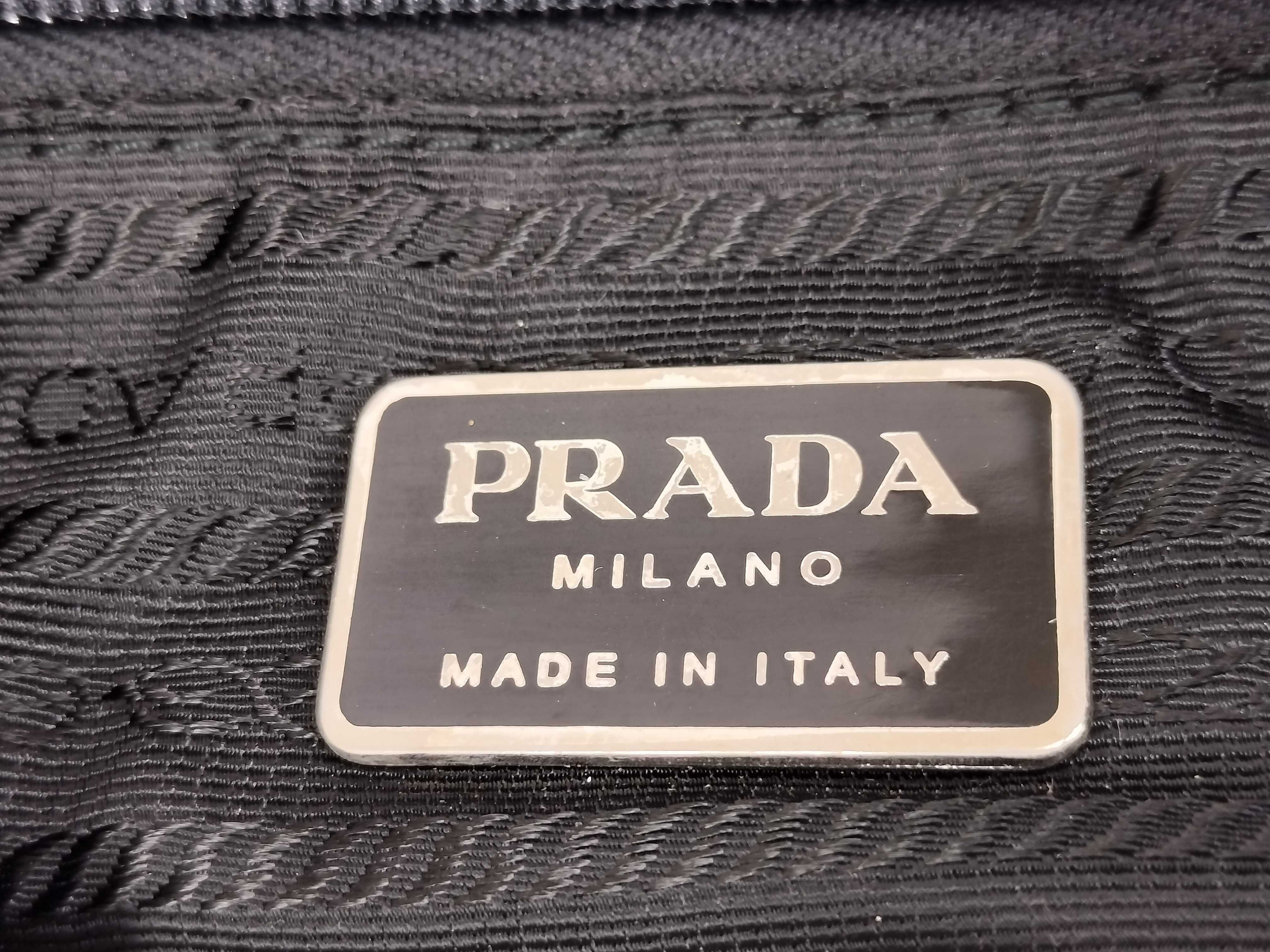 Nylon Prada Backpack, Black, Triangle Plate Backpack — view 12